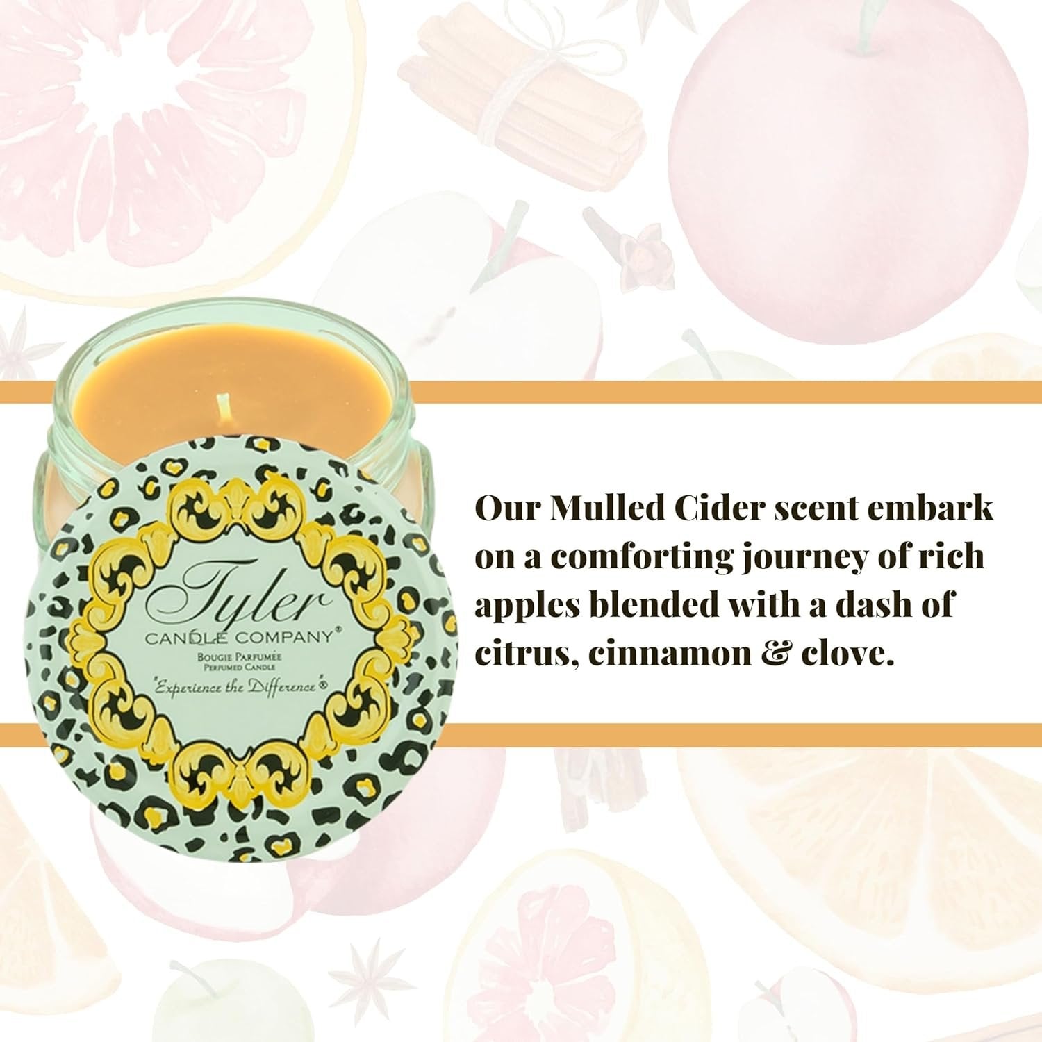 Tyler Candle Company Mulled Cider Candles - Luxuriously Scented Fall Candles with Essential Oils - 3.4 oz Extra Large Candle & Multi-Purpose Key Chain