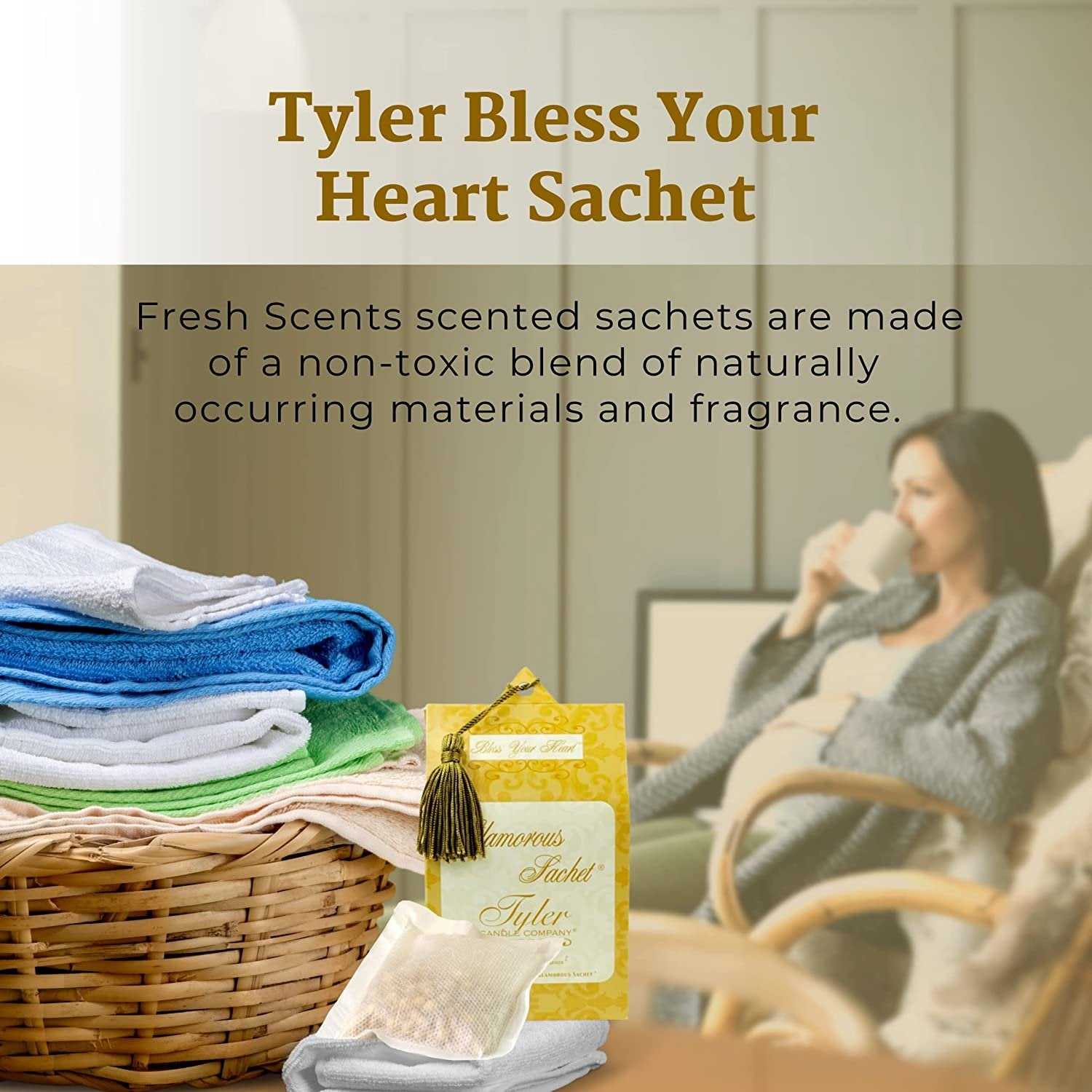 Tyler Candle Company Bless Your Heart Dryer Sheet Sachets - Glamorous Reusable Dryer Sheets - Sachets for Drawers and Closets - 2 Pack of 4 Sachets, Dryer, Home, or Personal Sachet, w Bonus Key Chain