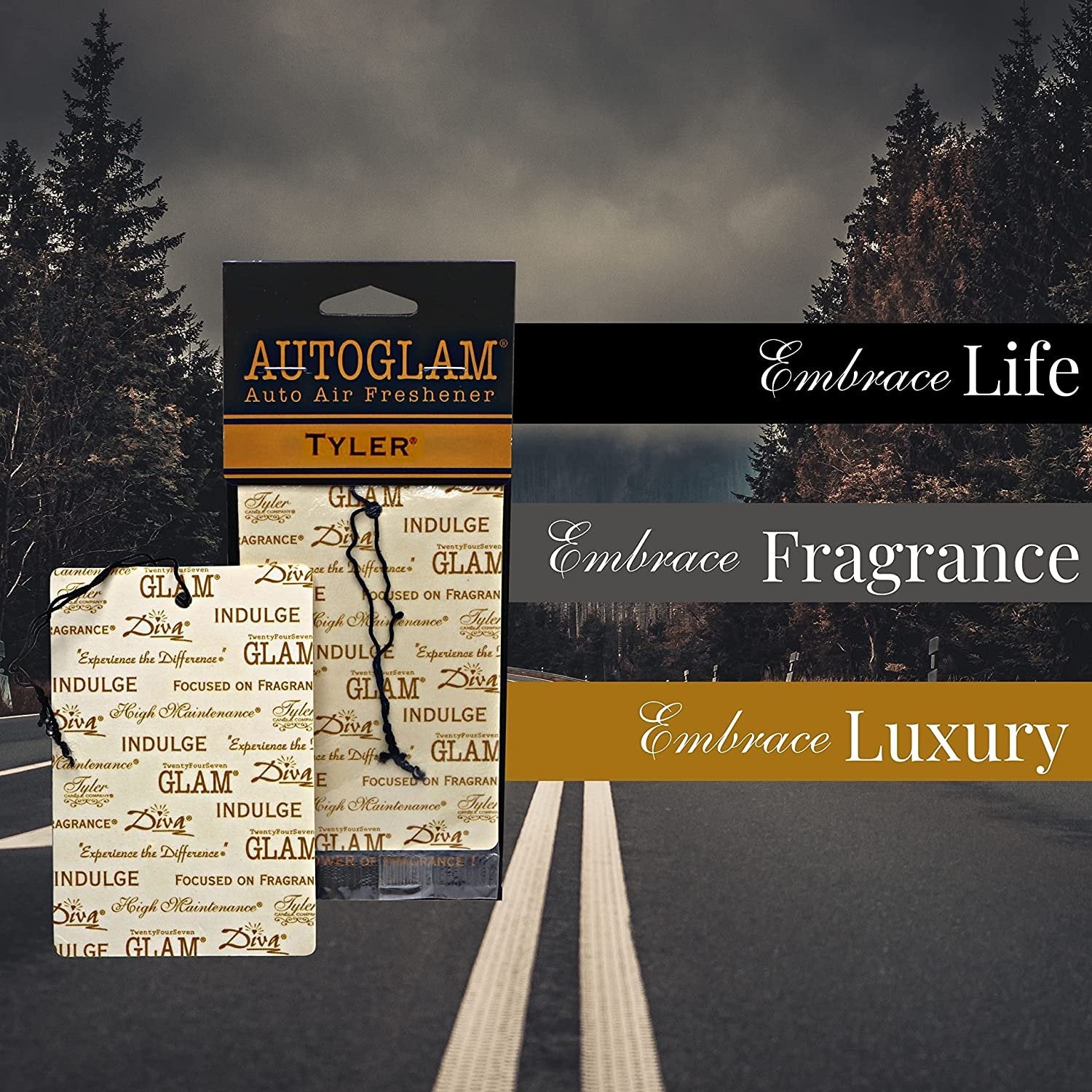 Tyler Candle Company AutoGlam Car Air Fresheners - Tyler Scent Car Fresheners | Car Odor Eliminator Air Refresher | Car Accessories - Pack of 3 w Worldwide Nutrition Multi Purpose Key Chain