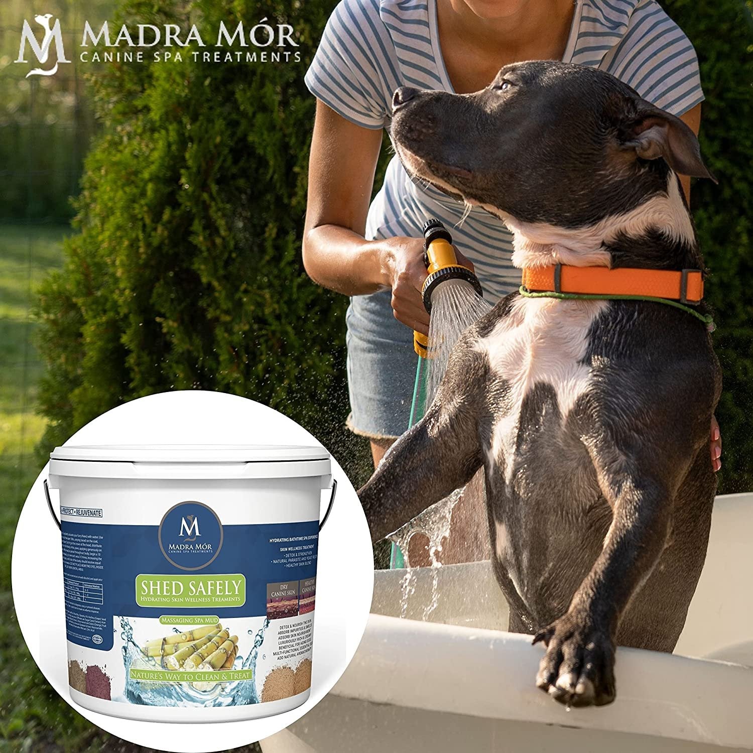 Madra Mor Massaging SPA Mud - Luxurious Dog Skin Wellness Treatment - Cleanse - Protect - Rejuvenate - Shed Safely - 1 Pail (7.5lb) - with Multi-Purpose Key Chain