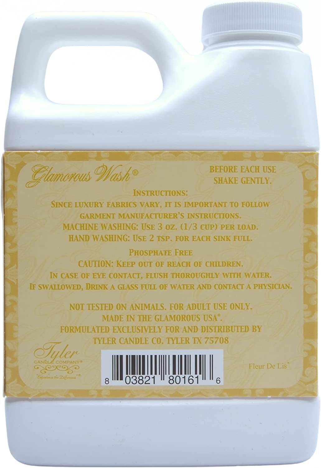 Tyler Candle Company Glamorous Wash Fleur De Lis Fine Laundry Detergent - Liquid Detergent Designed for Clothing - Hand and Machine Washable - 16 Fl Oz / 454 Gram Container