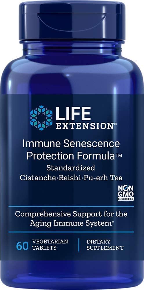 Life Extension Immune Senescence Protection Formula Standardized Cistanche Reishi Pu-erh Tea 60 Vtabs