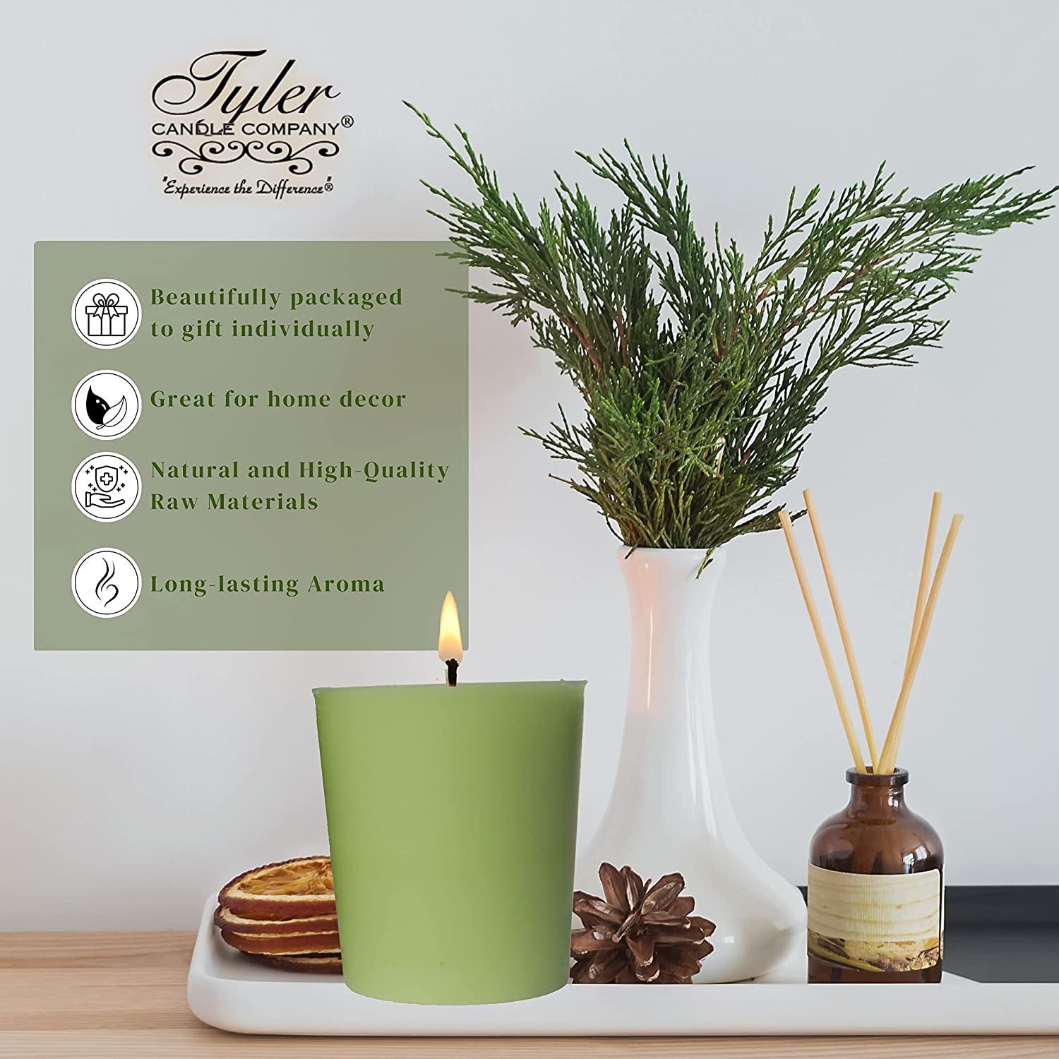 Tyler Candle Company Original Votive Candles - Luxury Scented Candle with Essential Oils - 4 Pack of 2 oz Small Candles with 15 Hour Burn Time Each - Bonus Worldwide Nutrition Multi Purpose Key Chain