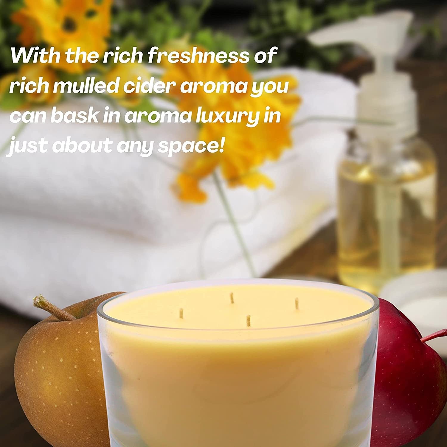 Tyler Candle Company 40 oz Mulled Cider Scented Candle | 4 Wick Large Candle | 220 Hr Burn | Decorative Candles | Home Decor Gift for Women & Men w Worldwide Nutrition Multi Purpose Key Chain