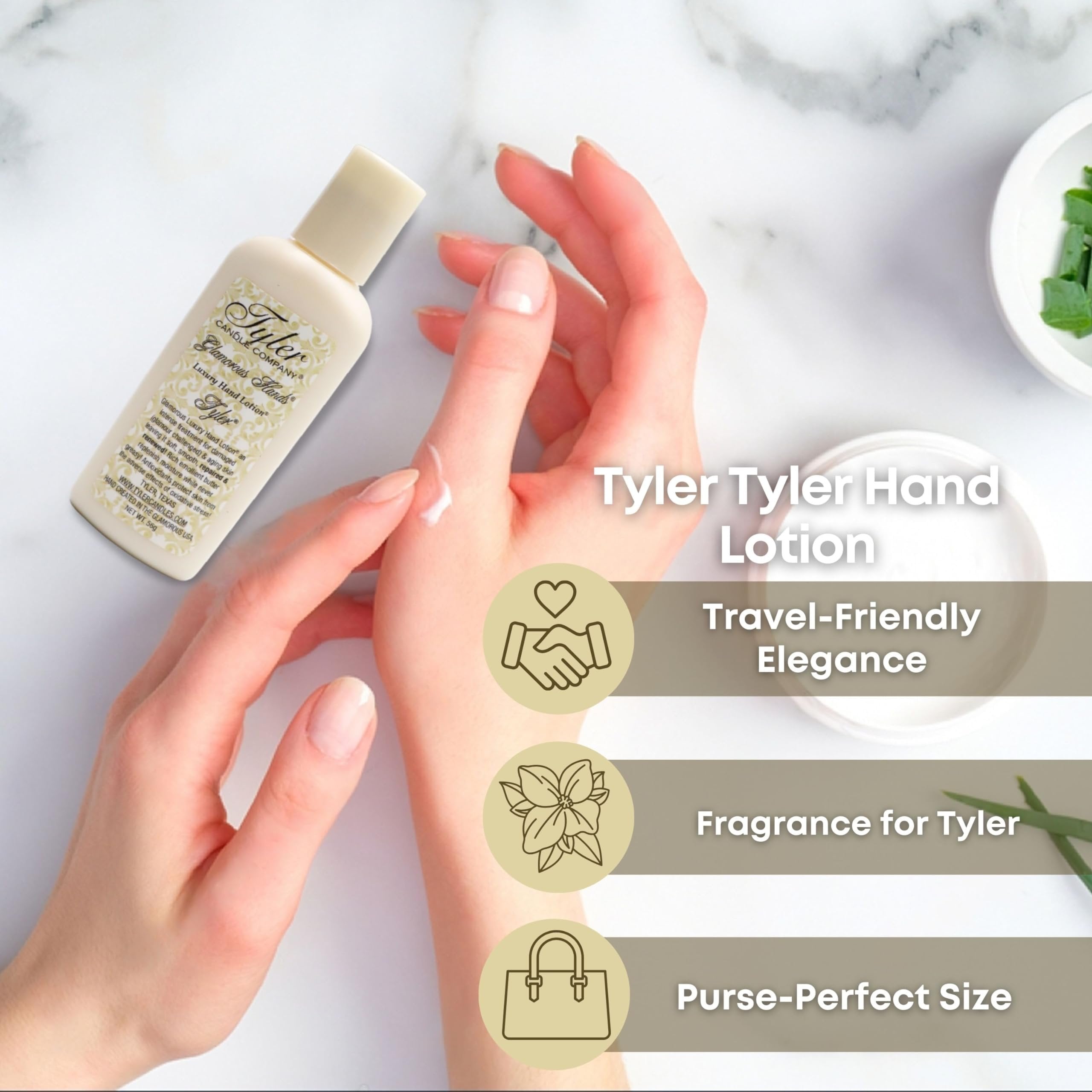 Tyler Hand Lotion - Tyler Scented and Small Hand Cream For Dry Hands with Moisture-Boosting Skin - 2 Oz Travel Size Luxury Hand Lotion and Multi-Purpose Key Chain