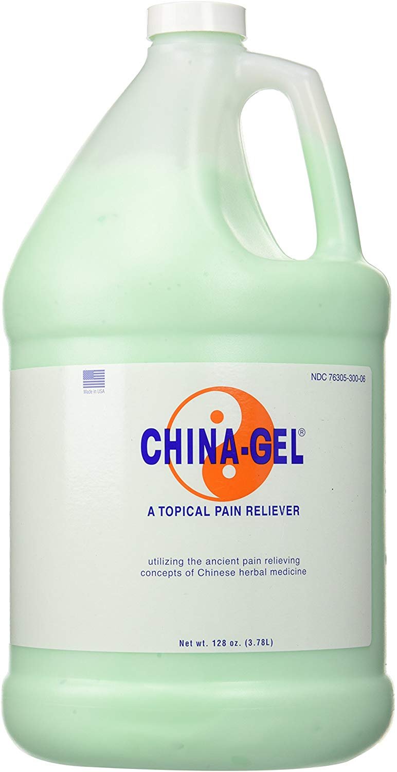 China Gel - A Topical Pain Reliever - Green - Herbal Therapeutic Massage - for  Arthritis, Simple Backache, Muscle Strains, Sprains - 128oz (3.78L)