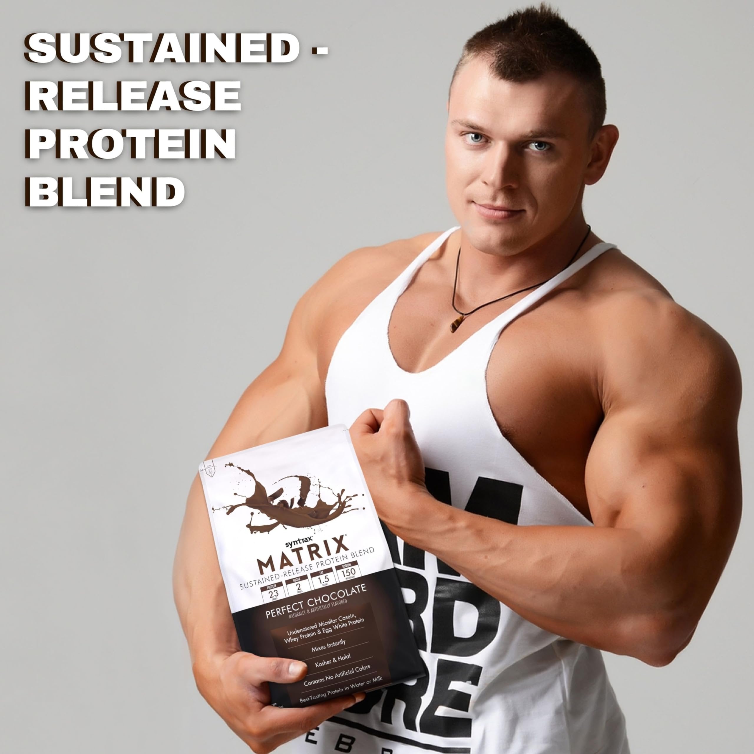 Syntrax Bundle: Matrix Perfect Chocolate Whey Casein Blend Protein Powder - Instant Mix High Protein Powder 5lb Kosher and Halal Whey Protein with Worldwide Nutrition Keychain