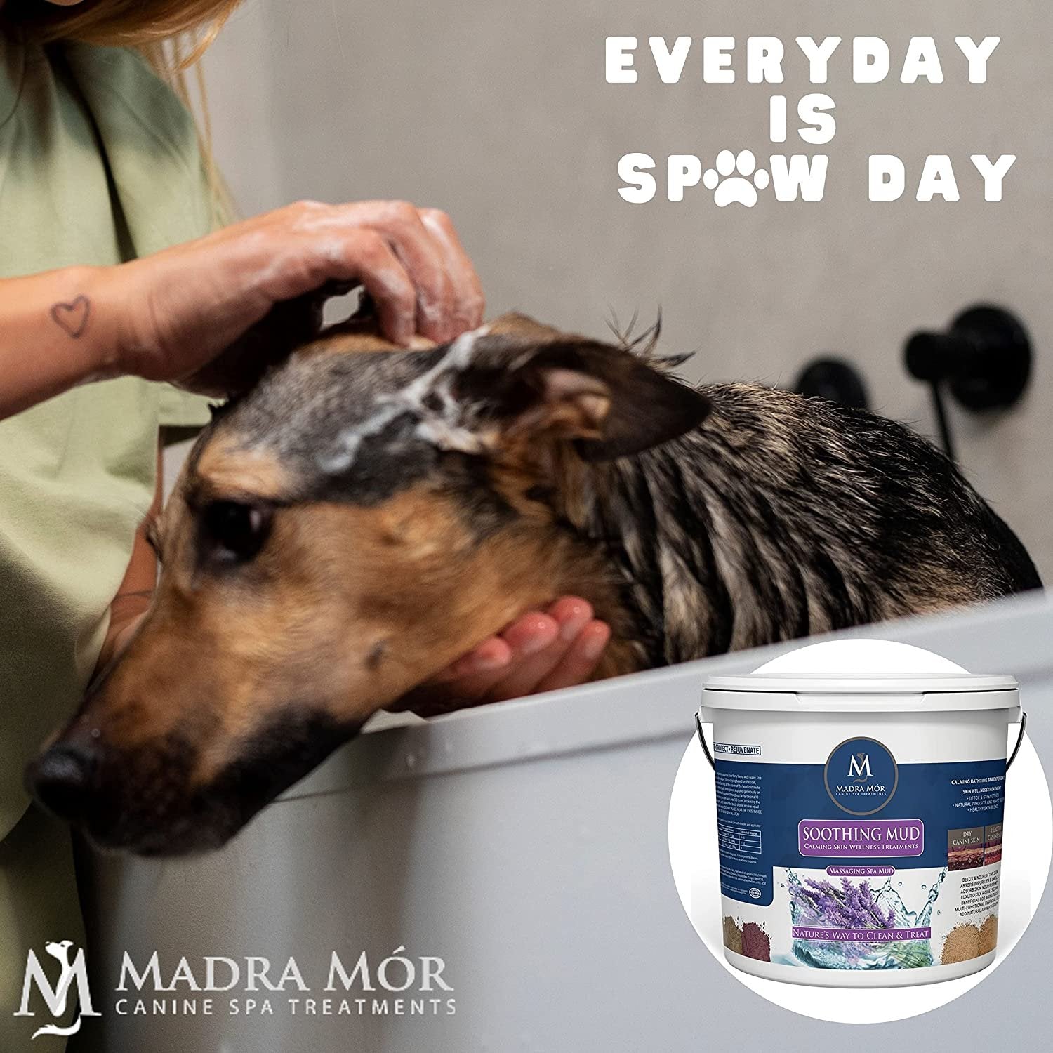 Madra Mor Massaging SPA Mud - Luxurious Dog Skin Wellness Treatment - Cleanse -  Protect - Rejuvenate - Soothing Mud - 1 Pack (7.5lb) - with Multi-Purpose Key Chain