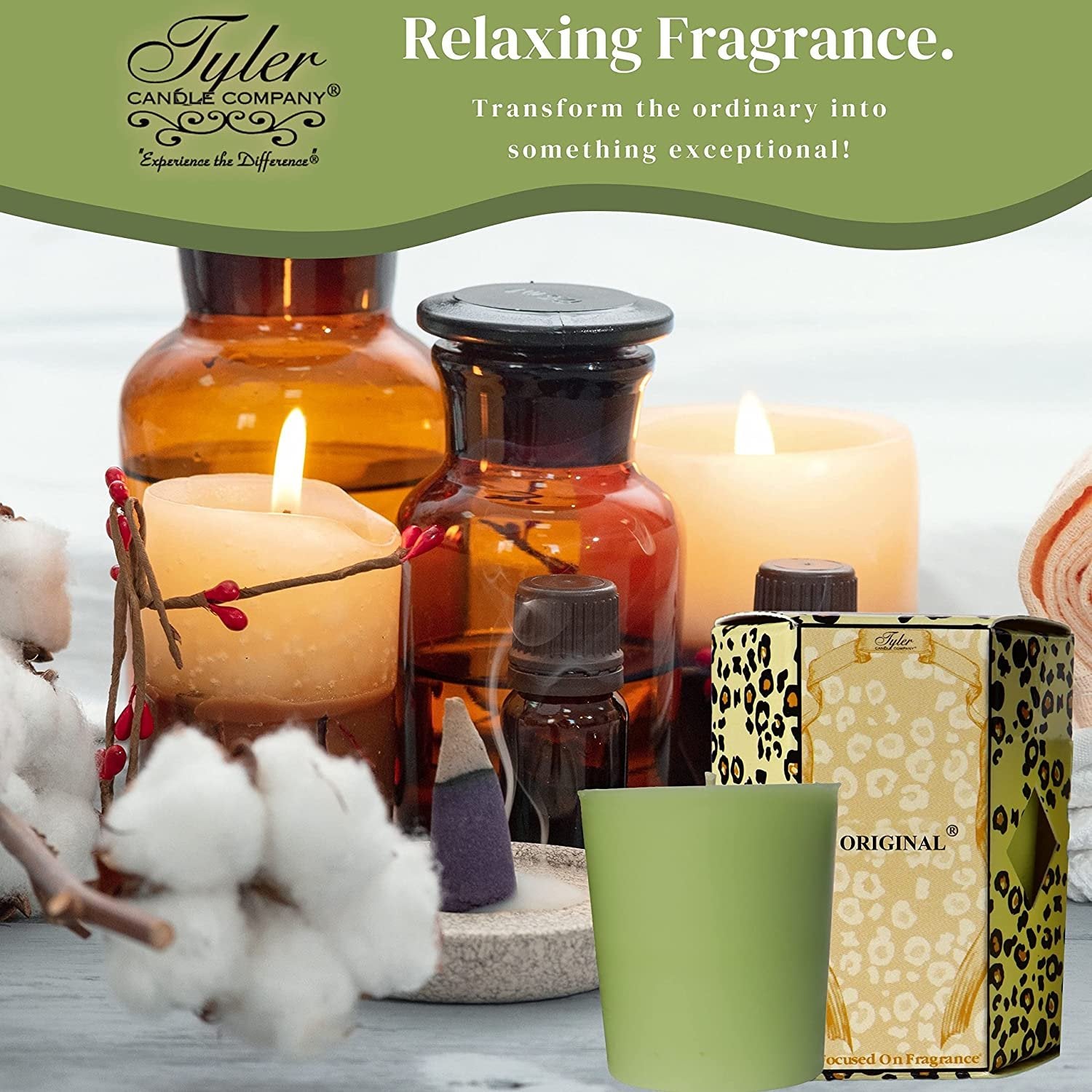 Tyler Candle Company Original Votive Candles - Luxury Scented Candle with Essential Oils - 4 Pack of 2 oz Small Candles with 15 Hour Burn Time Each - Bonus Worldwide Nutrition Multi Purpose Key Chain