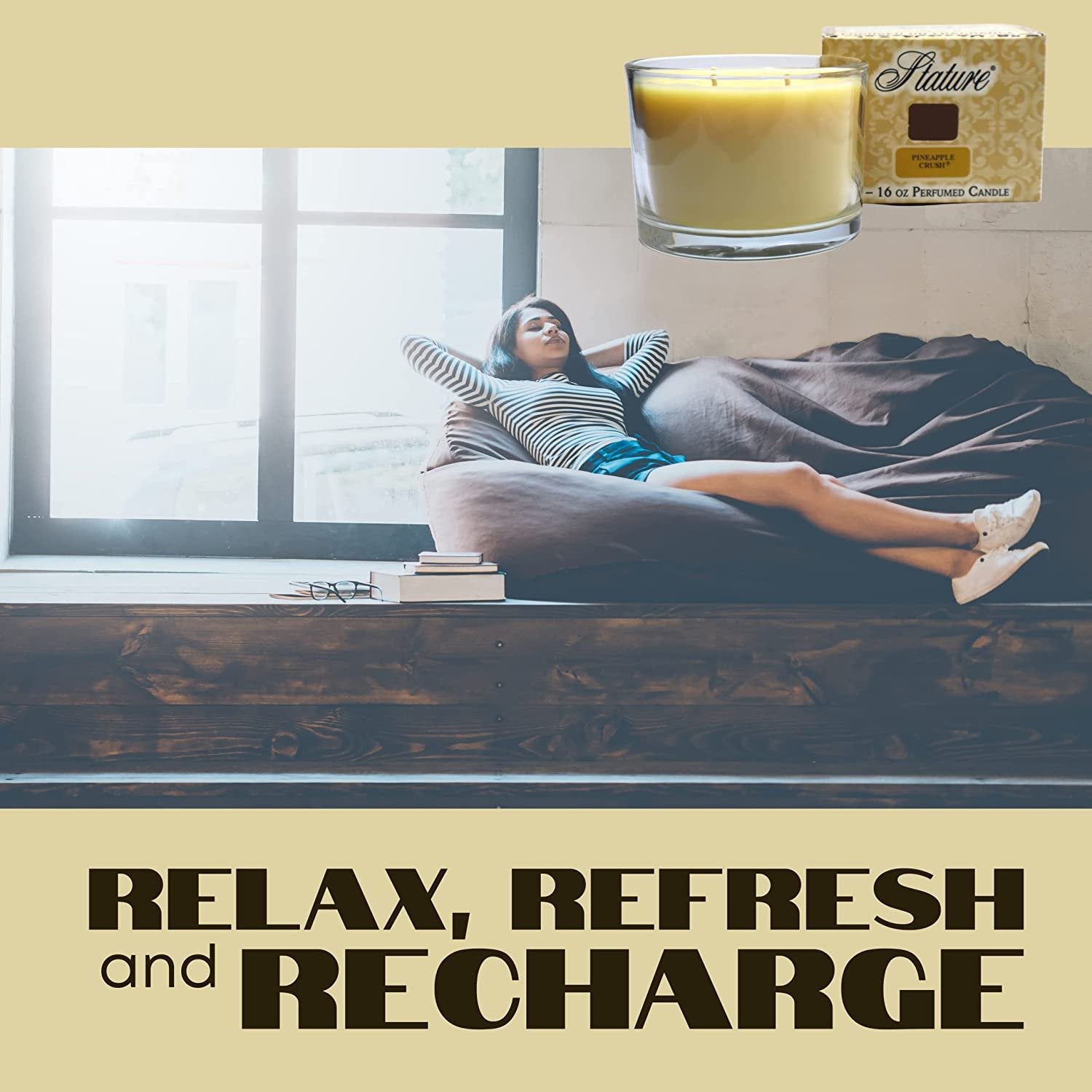 Tyler Candle Company Pineapple Crush Stature Candle - Luxury Home Fragrance Pineapple Crush Scented Candle - Stature Model Home Decor in Clear Glass Candle Holder - 16 Oz, 2 Wick Candle