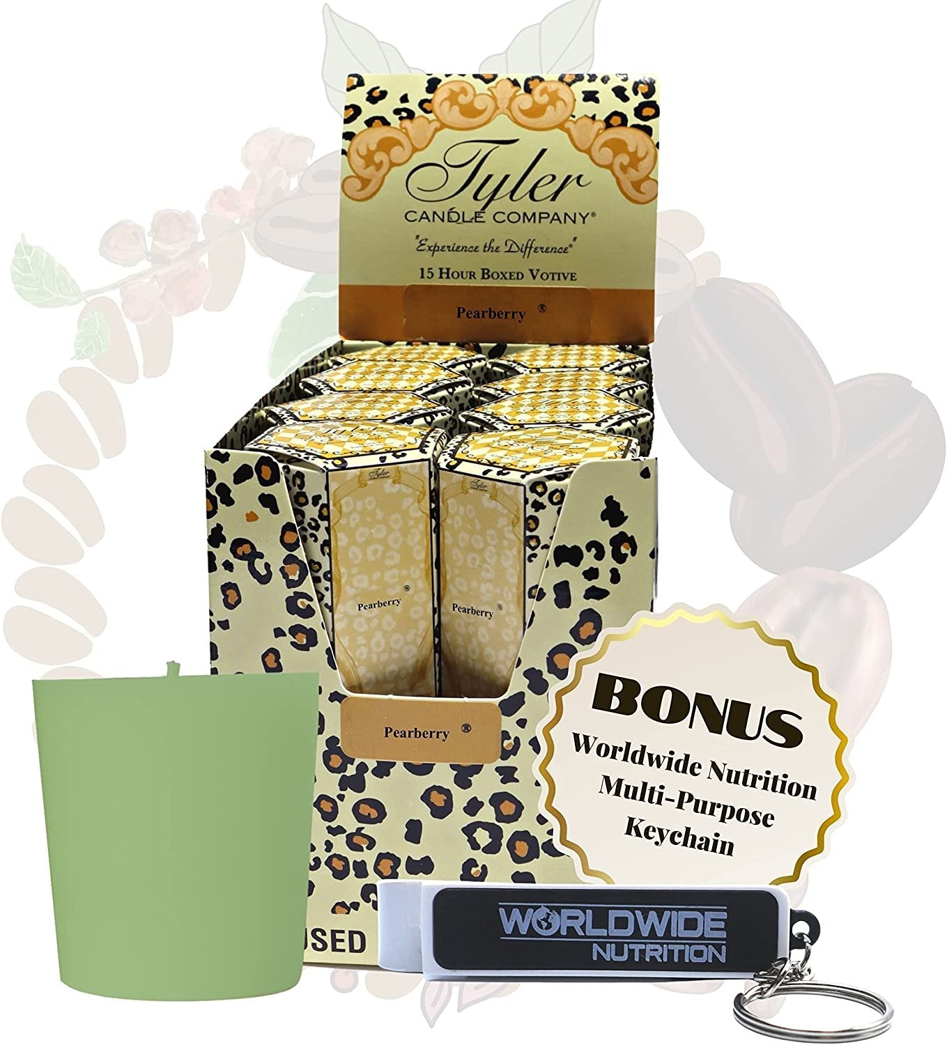 Tyler Candle Company Pearberry Votive Candles - Luxury Scented Candle with Essential Oils - 16 Pack of 2 oz Small Candles with 15 Hour Burn Time Each - with Bonus Key Chain