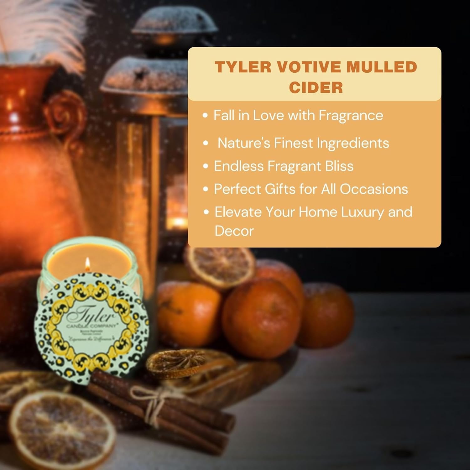 Tyler Candle Company Mulled Cider Candles - Luxuriously Scented Fall Candles with Essential Oils - 3.4 oz Extra Large Candle & Multi-Purpose Key Chain