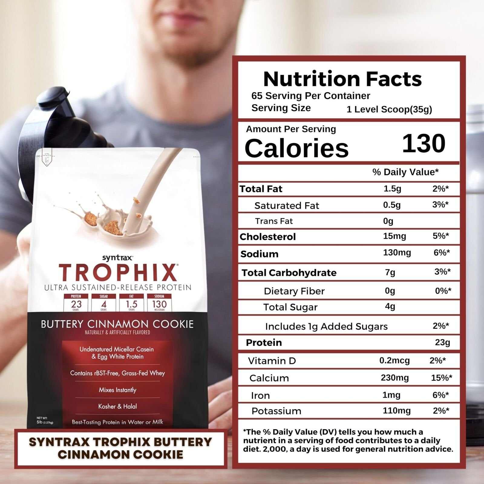 Syntrax Trophix Ultra Sustained - Release Flavored Undernatured Casein Protein Powder - Instant Mix Whey Protein - Pack of 1