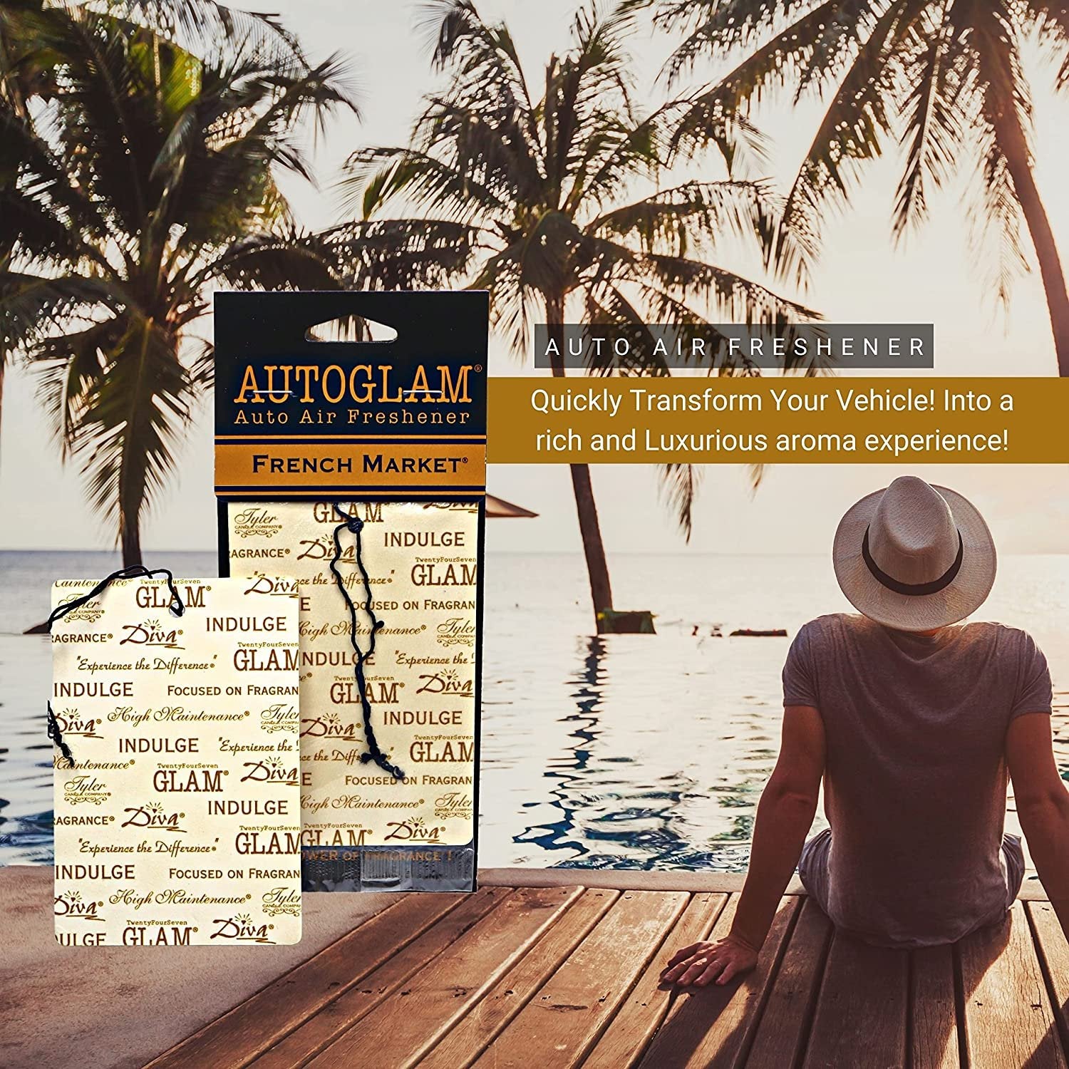 Tyler Candle Company AutoGlam Car Air Fresheners - Limelight Scent Car Fresheners | Car Odor Eliminator Air Refresher | Car Accessories - Pack of 6 w Worldwide Nutrition Multi Purpose Key Chain