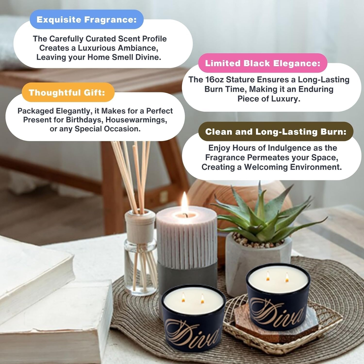 Tyler Candle Company Diva Scented Candle - Stature Mossy Black - Limited Edition - 16oz - Burn Time Up to 75 hrs