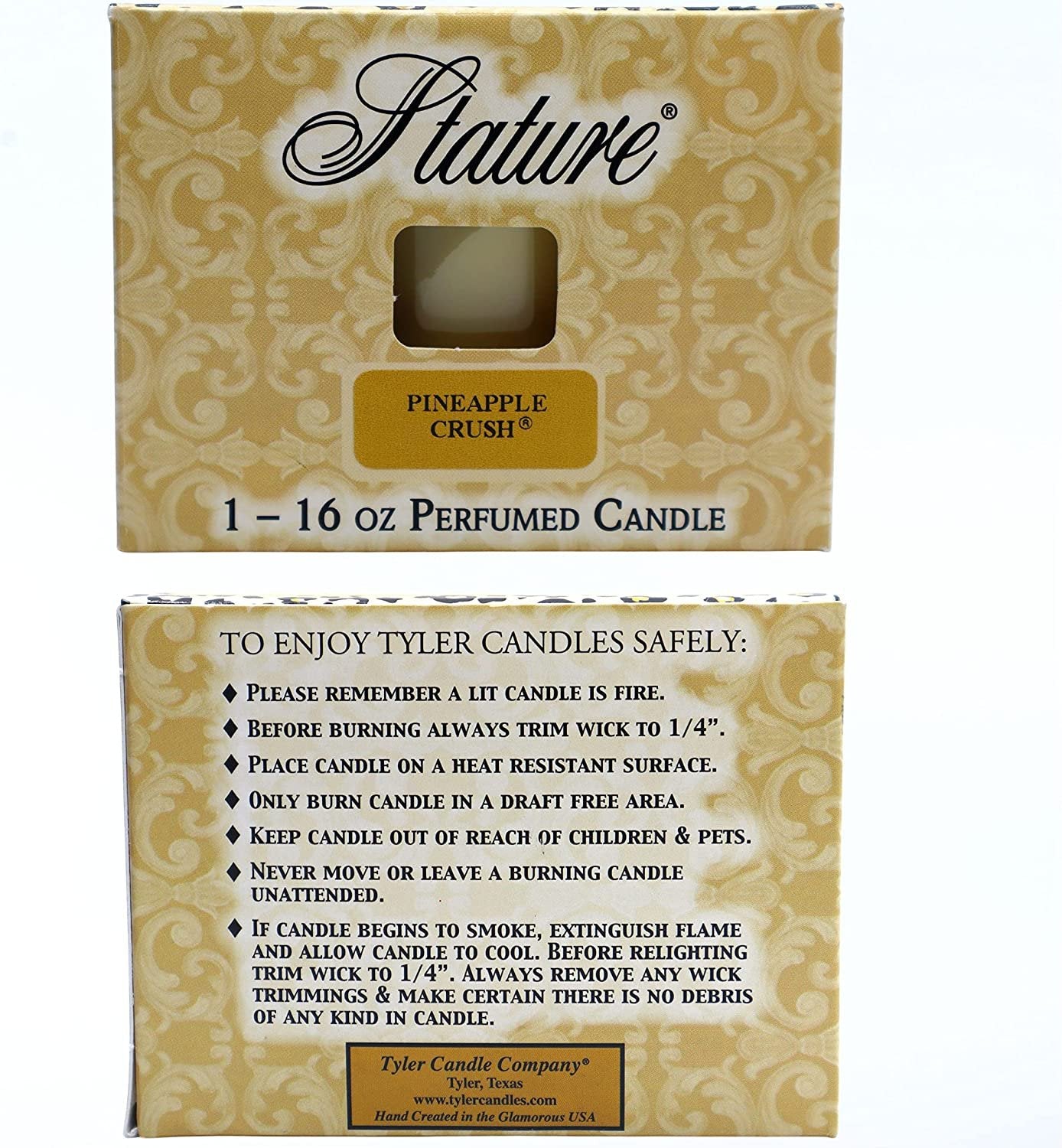 Tyler Candle Company Pineapple Crush Stature Candle - Luxury Home Fragrance Pineapple Crush Scented Candle - Stature Model Home Decor in Clear Glass Candle Holder - 16 Oz, 2 Wick Candle