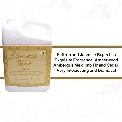 Tyler Candle Company Glamorous Wash Regal Scent Fine Laundry Liquid Detergent - Hand and Machine-Washable - 3.78L (1Gallon) - Pack of 1 with Multi-Purpose Keychain