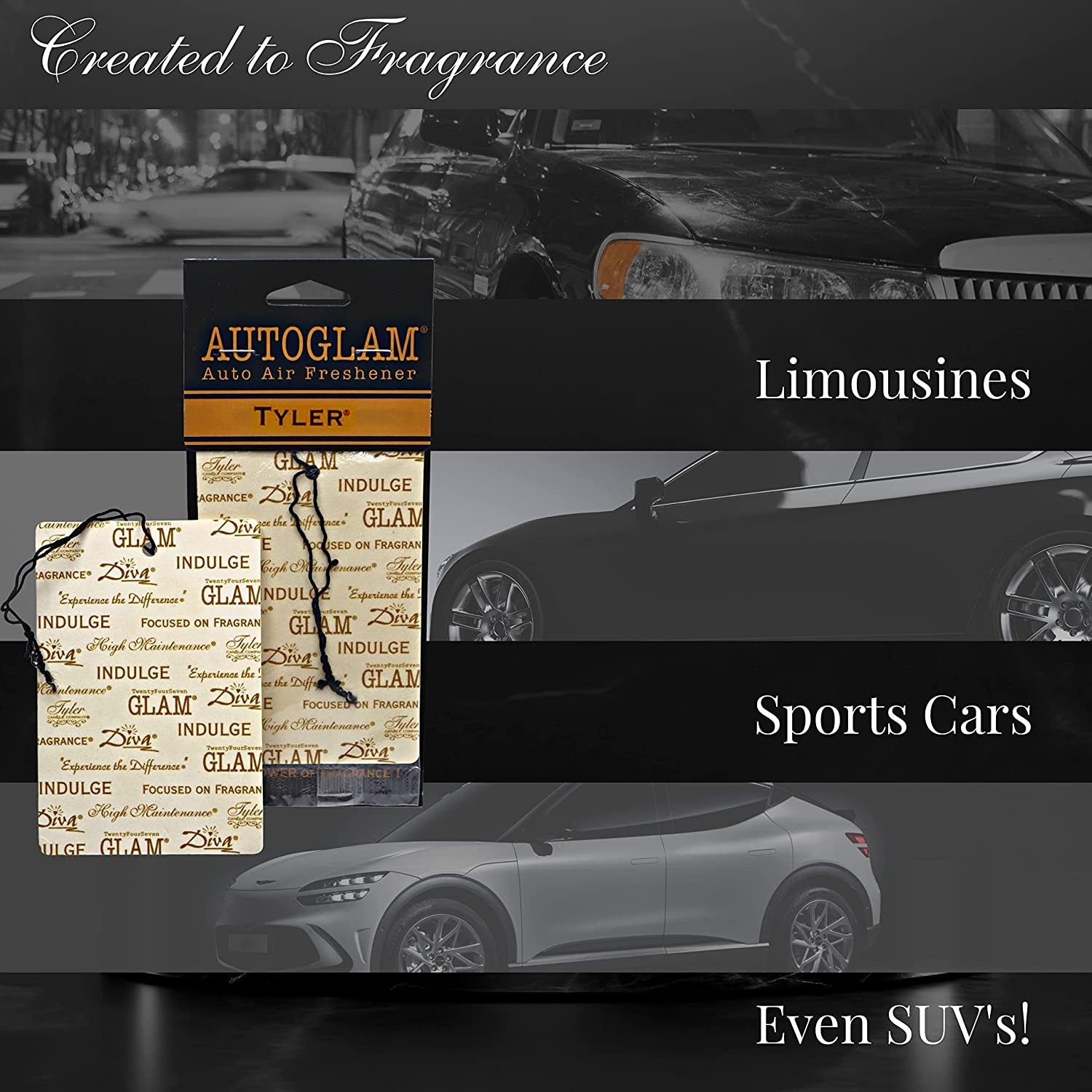 Tyler Candle Company AutoGlam Car Air Fresheners - Tyler Scent Car Fresheners | Car Odor Eliminator Air Refresher | Car Accessories - Pack of 6 w Worldwide Nutrition Multi Purpose Key Chain