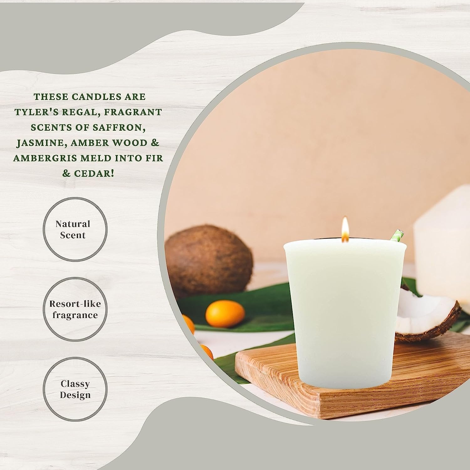 Tyler Candle Company Regal Votive Candles - Luxury Scented Candle with Essential Oils - 4 Pack of 2 oz Small Candles with 15 Hour Burn Time Each - with Bonus Key Chain