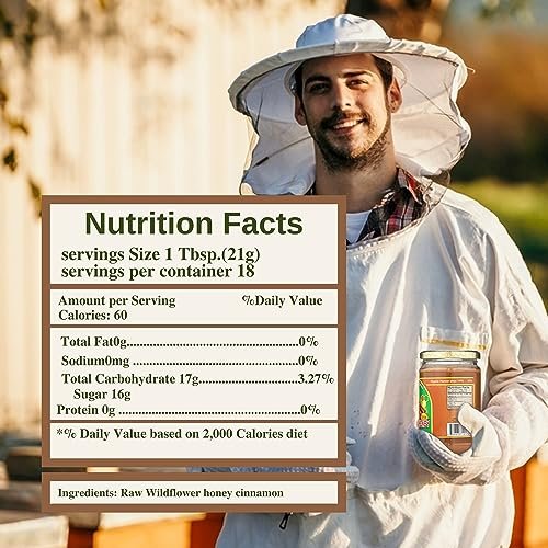 Y.S. Eco Bee Farms Raw Cinnamon Infused Honey - A Wholesome Blend of Unprocessed Sweetness and Natural Cinnamon Warmth, Sourced from YS Eco Bee Farms, in a Convenient 13 oz Jar