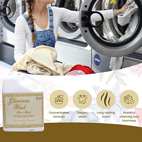 Tyler Candle Company Glamorous Wash French Market Scent Fine Laundry Liquid Detergent - Liquid Laundry Detergent for Clothing - Hand and Machine Washable - 3.78L (1Gal) Container with Bonus Key Chain
