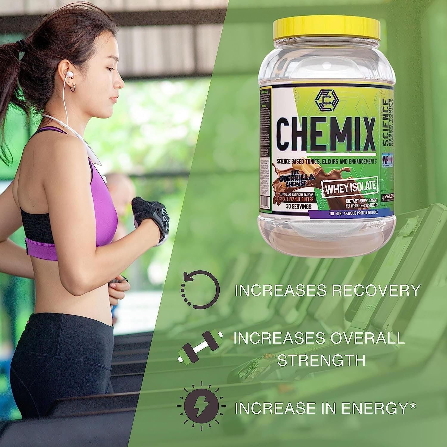 Chemix Whey Protein Isolate Chocolate Peanut Butter Flavor- Pure Whey Protein Powder 2Lb (30 Servings) - with Bonus worldwidenutrition Multi Purpose Key Chain