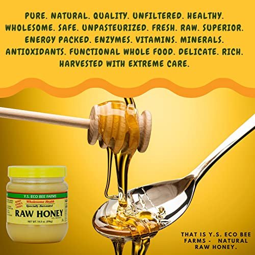 Y.S. Eco Bee Farms, Y.S. Organic Bee Farms, Wholesome Natural Raw Honey, Unpasteurized, Unfiltered, Fresh Raw State, Kosher, Pure, Natural, Healthy, Safe, Gluten Free, Specially Harvested, 14oz