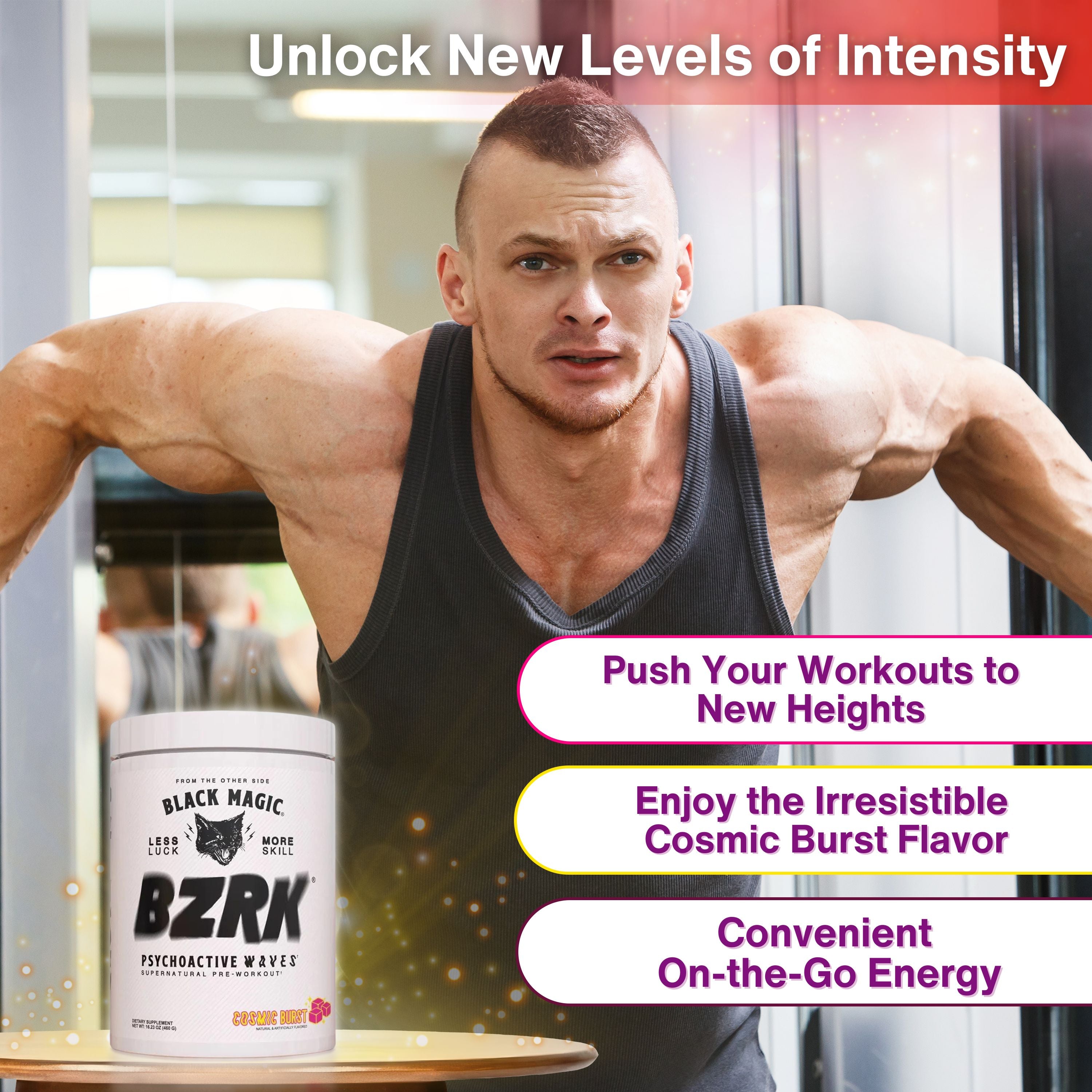 Black Magic Supply BZRK Psychoactive Waves Pre-Workout Powder - Cosmic Burst - 16.23oz (460g)  - Pack of 1