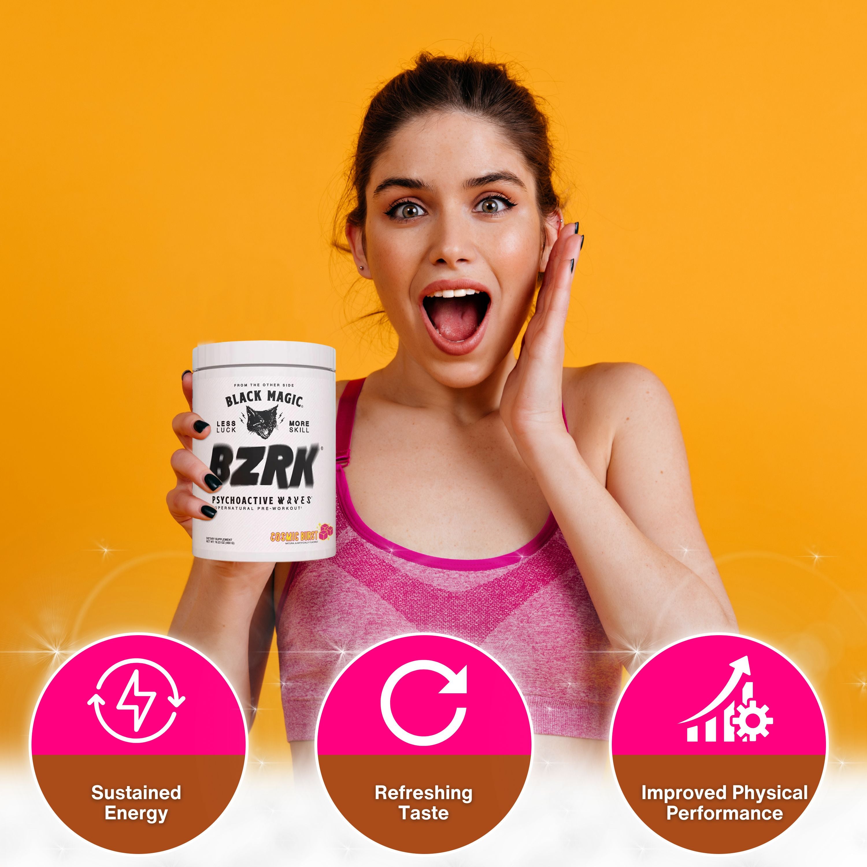 Black Magic Supply BZRK Psychoactive Waves Pre-Workout Powder - Cosmic Burst - 16.23oz (460g)  - Pack of 1