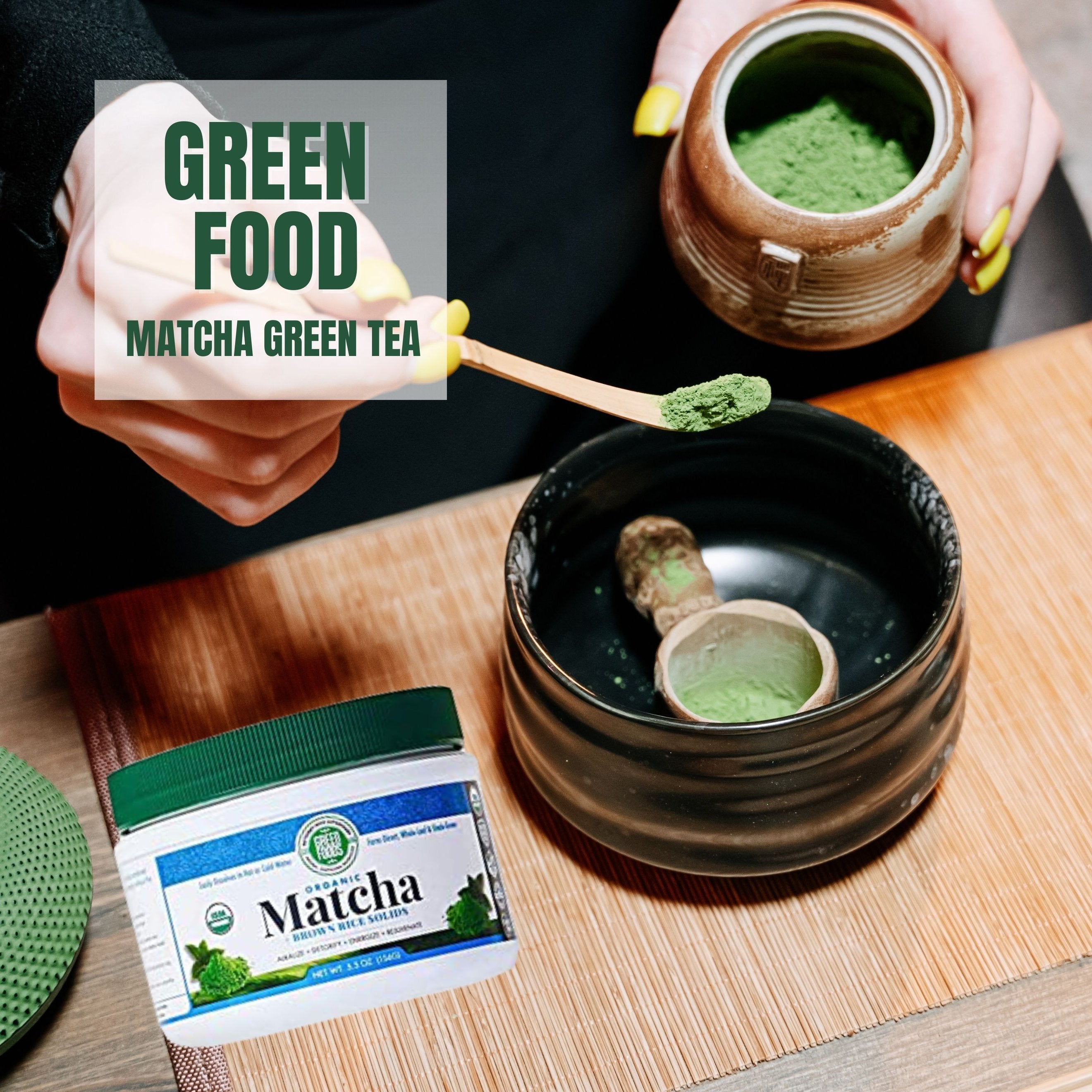 Green Foods Organic Ceremonial Grade Matcha Green Tea Energy Blend Powder - Alkalize - Detoxify - Energize - Rejuvenate - 5.5oz (156g) - with Multi-Purpose Keychain