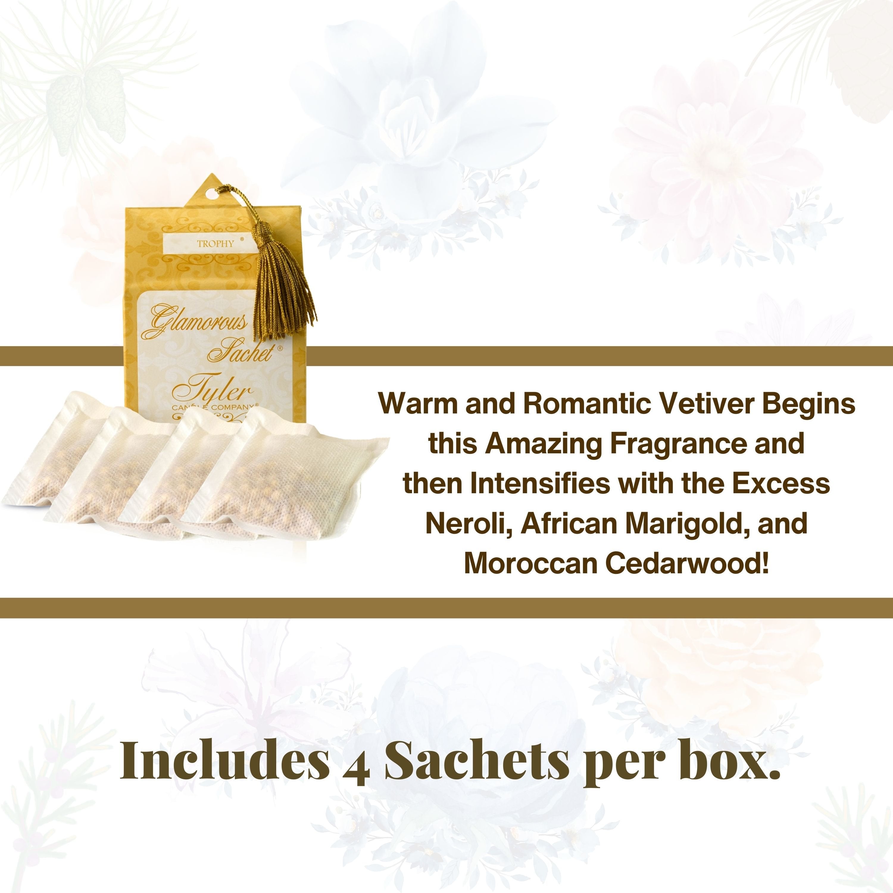 Tyler Candle Company Reusable Glamorous Dryer Sheets - Trophy - 2 Pack of 4 Sachet - with Multi-Purpose Key Chain