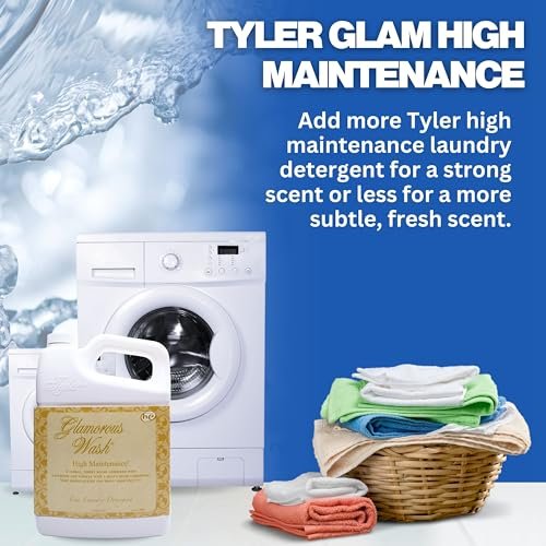 Tyler Candle Company Glamorous Wash High Maintenance Scent Fine Laundry Liquid Detergent - Phosphate-Free - Hand and Machine Washable - 1 Container of 1.89L (64 Fl Oz) with Multi-Purpose Key Chain