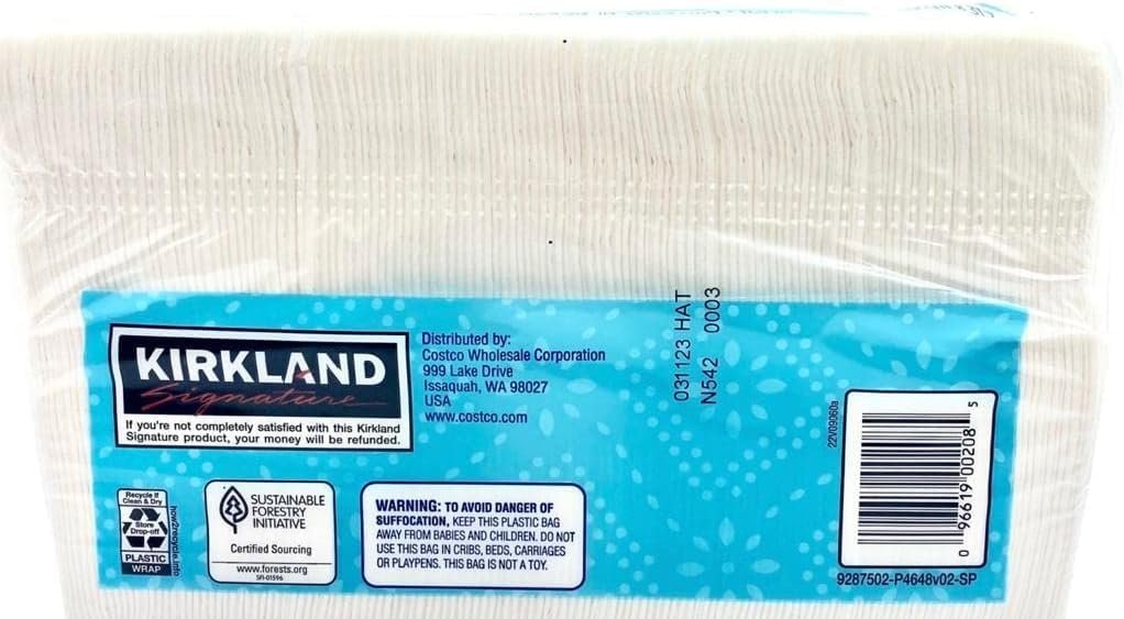 Kirkland Signature 1-Ply Paper Napkins Casual Dining - Soft, Absorbent, Strong - 280ct (1 Pack )