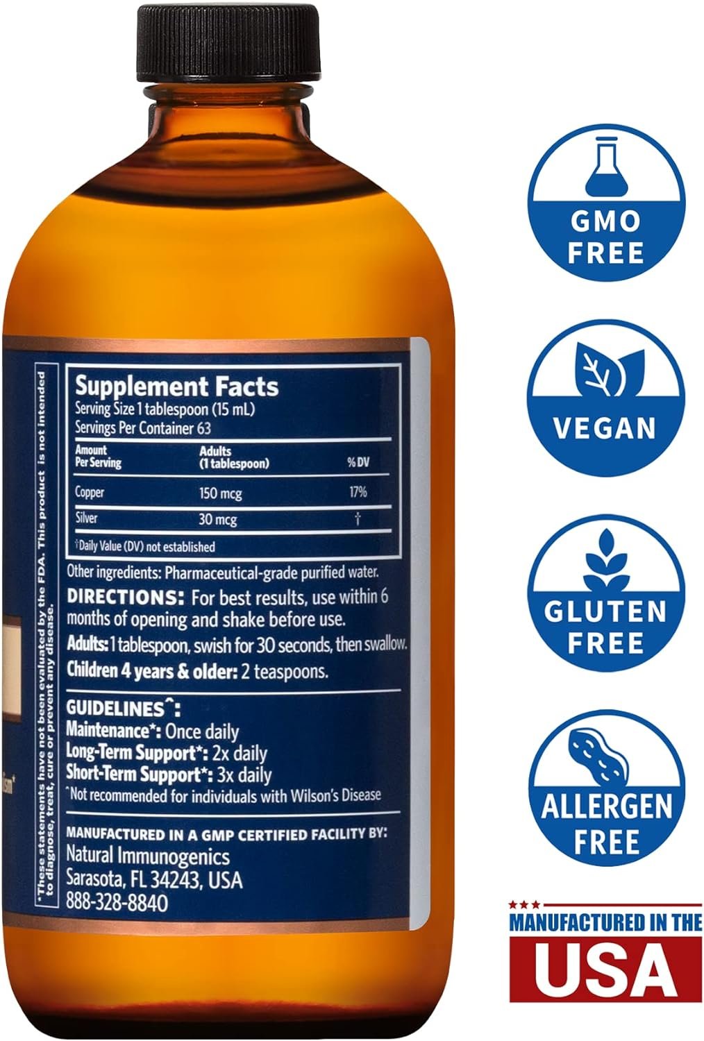 Sovereign Copper Bio-Active Copper Hydrosol, Daily+ 4-in-1 Wellness Supplement for Joint and Bone*, Hair, Skin and Nails*, Cardiovascular Health* and Energy and Metabolism Support*, 16oz