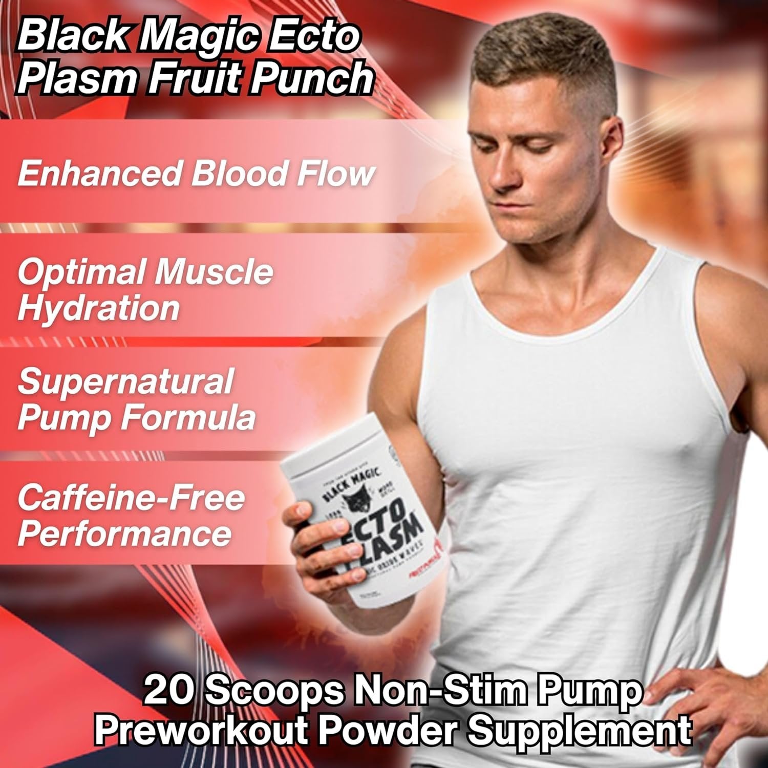 Black Magic Supply Ecto Plasm Nitric Oxide Waves -Supernatural Pump Formula - Non-Stim Pump Pre-Workout - 400g - with Multi-Purpose Key Chain