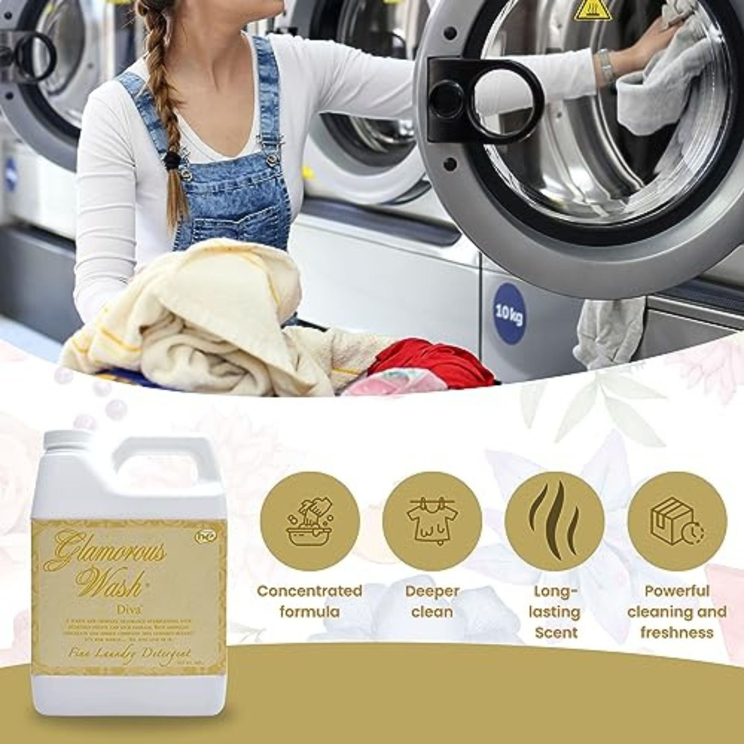 Tyler Candle Company Glamorous Wash Diva Fine Laundry Liquid Detergent - Hand and Machine Washable - 907g  (32 fl oz) - Pack of 1 with Multi-Purpose Keychain