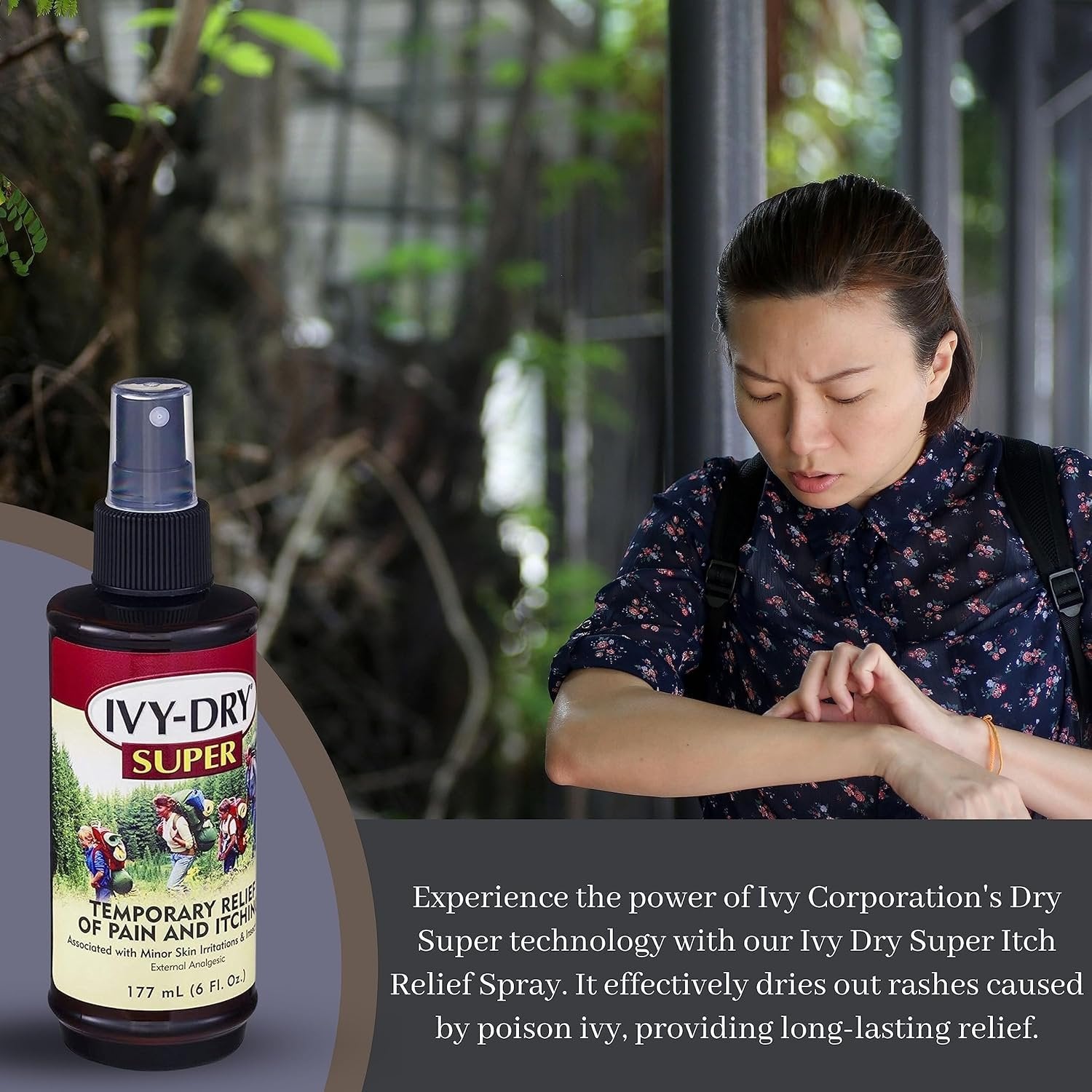 Ivy - Dry Super Itch Relieving Spray for Skin Irritation and Insect Bites - Relief of Pain and Itching - 1 Pack of 6 oz with Multi-Purpose Keychain