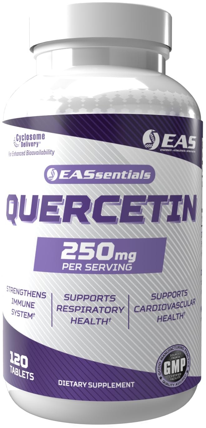 EAS Quercetin 250mg | Heart & Respiratory Health | Supports Immune Response | Gluten Free, Non GMO | Better Absorption with Cyclosome Delivery | 120 Tablets