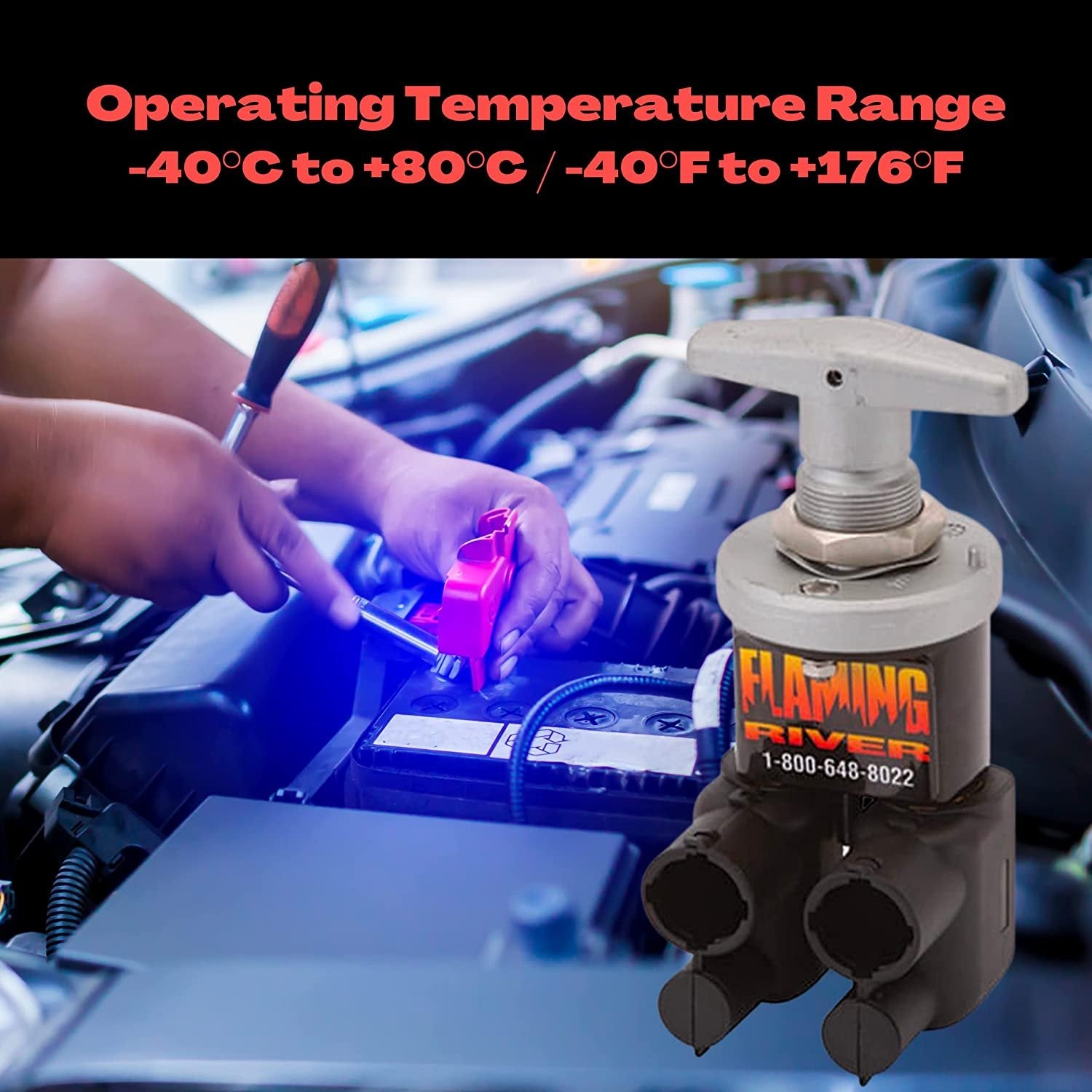 Flaming River Battery Disconnect Switch - Car Part FR1043 - American Made Heavy Duty HD AMP Switch with Terminal Covers and Lock-Out Bracket - for Large or Construction Vehicles with Bonus Key Chain