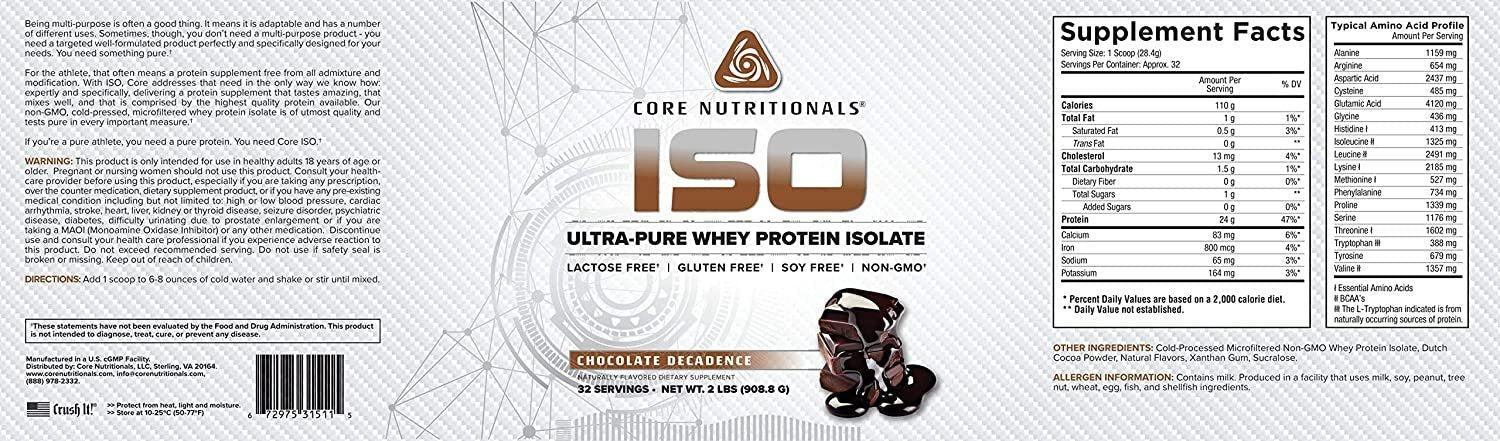 Core Nutritionals Ultra-Pure Isolate Whey Protein