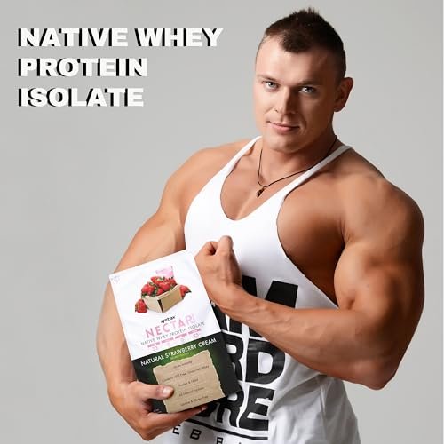 Syntrax Native Whey Protein Isolate - Kosher & Halal, Lactose & Gluten Free - Natural Strawberry Cream Flavor - 2 Pounds - with Keychain