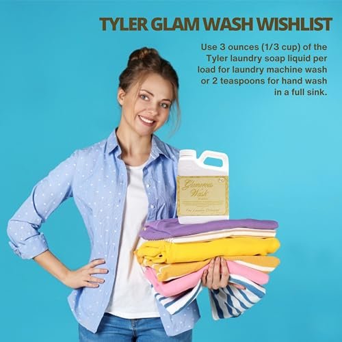 Tyler Candle Company Glamorous Wash Wishlist Scent Fine Laundry Liquid Detergent - Hand and Machine-Washable - 16 oz (454 gram) - Pack of 1 with Multi-Purpose Keychain