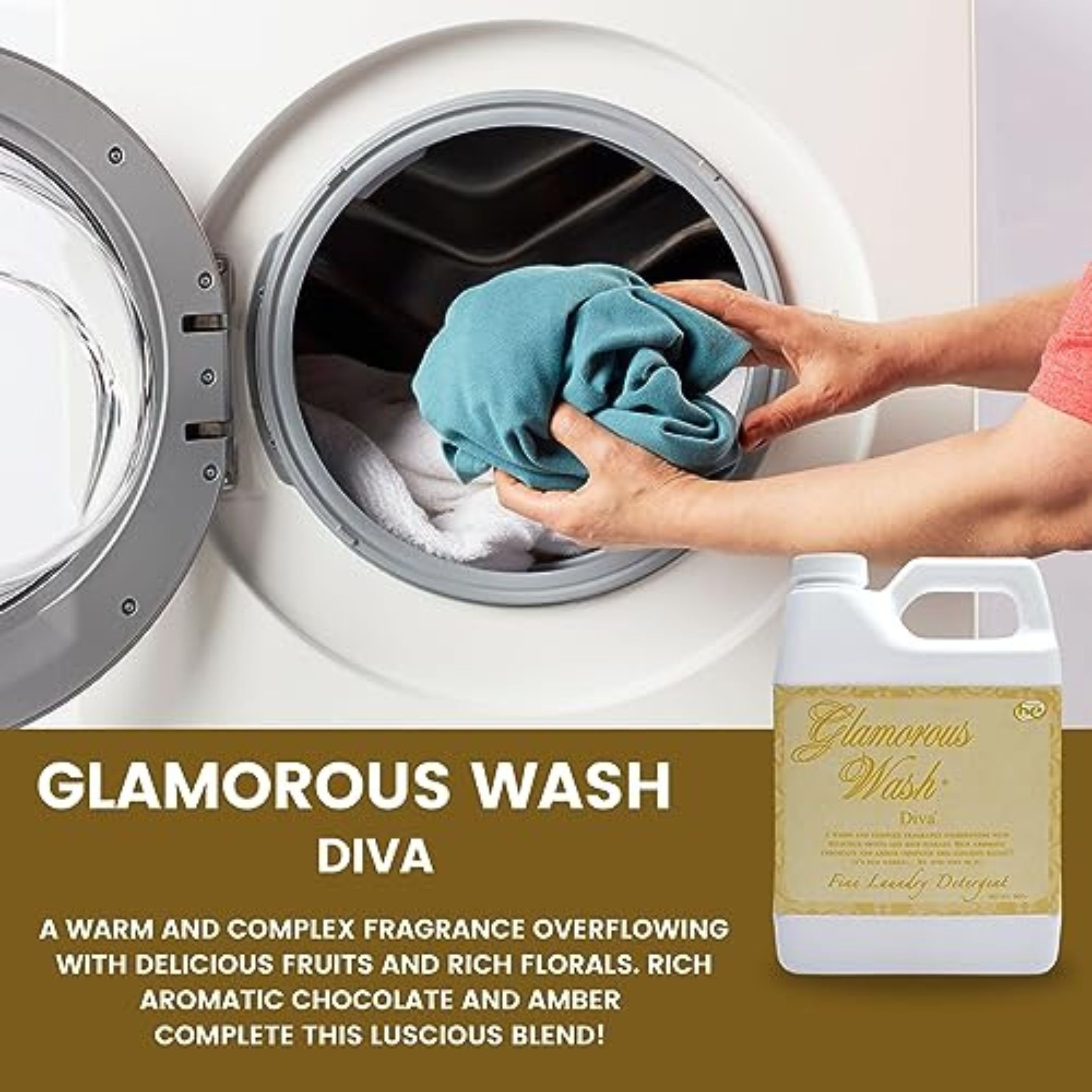 Tyler Candle Company Glamorous Wash Diva Fine Laundry Liquid Detergent - Hand and Machine Washable - 907g  (32 fl oz) - Pack of 1 with Multi-Purpose Keychain