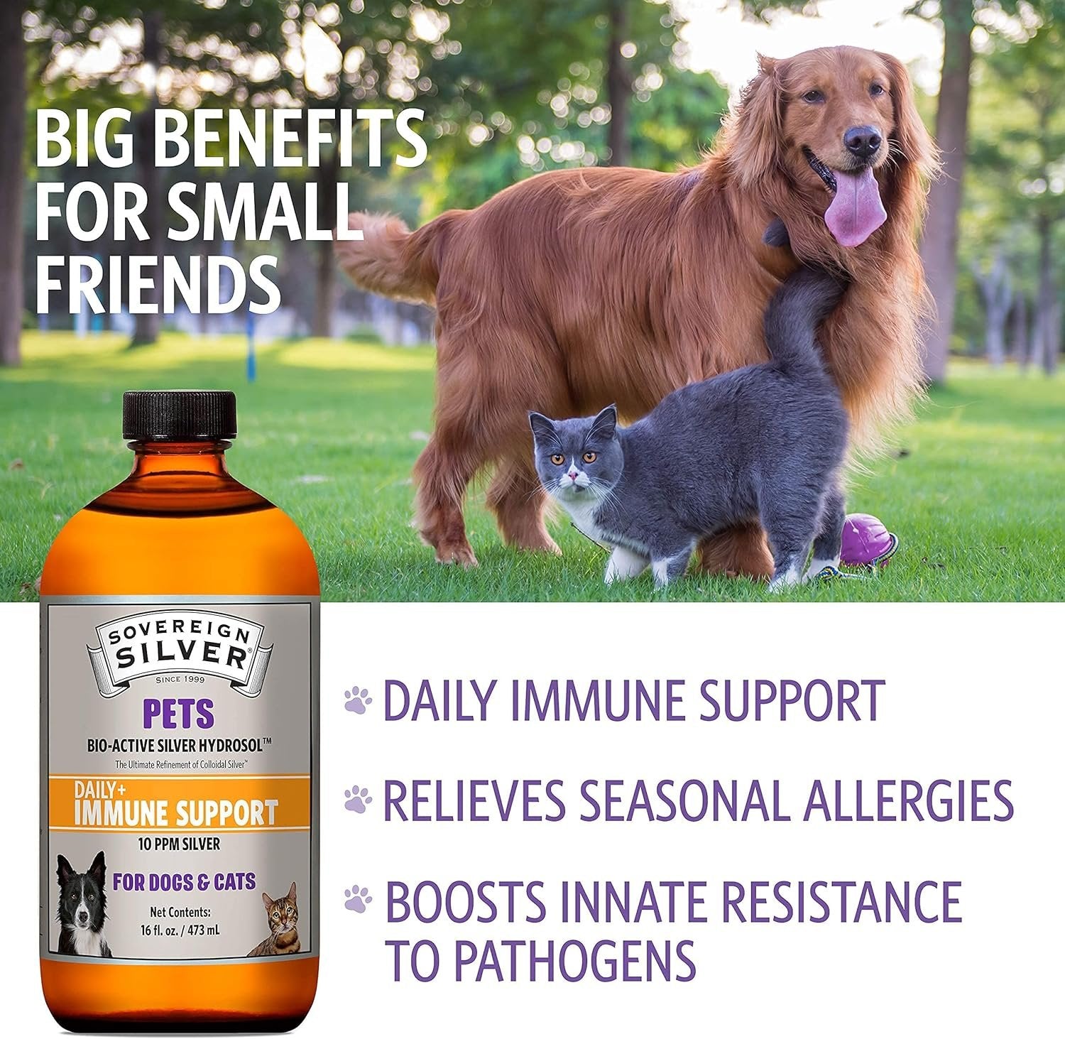 Sovereign Silver Bio-Active Silver Hydrosol for Pets Immune Support, 16 oz.