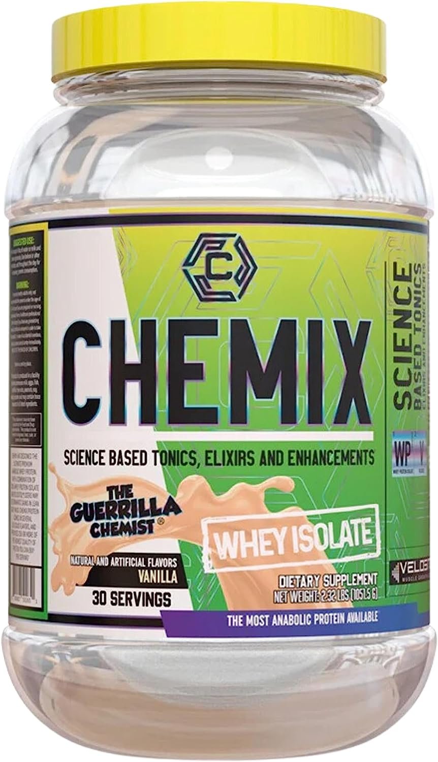 Chemix Whey Protein Isolate Vanilla Flavor - Science Based Tonic, Elixirs and Enhancements - Pure Whey Protein Powder - 1 Pack of 2.32Lbs with Multi-Purpose Keychain