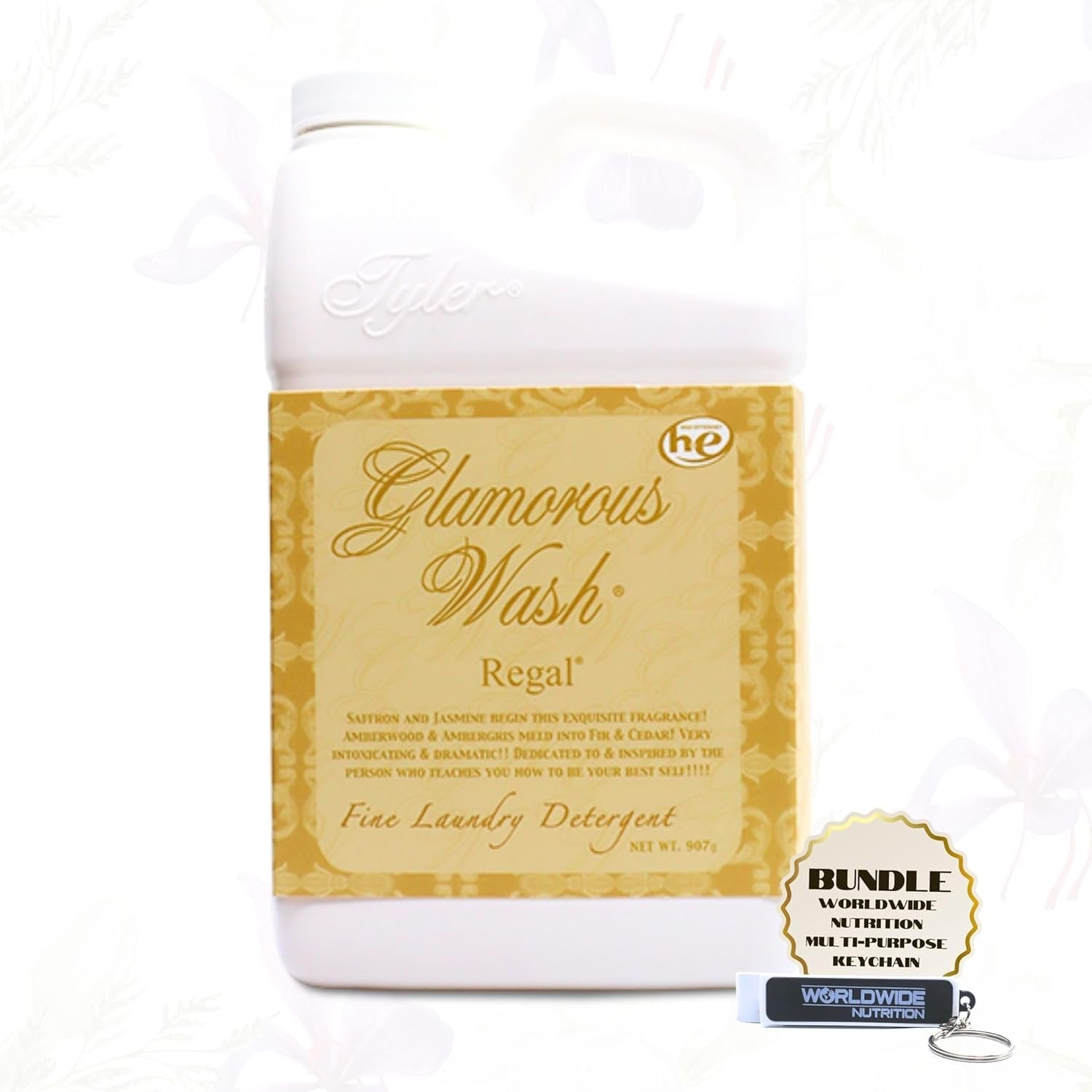 Tyler Candle Company Glamorous Wash Regal Scent Laundry Liquid Detergent - Hand and Machine Washable - 907g (32 Fl Oz) - Pack of 1 with Multi-Purpose Key Chain