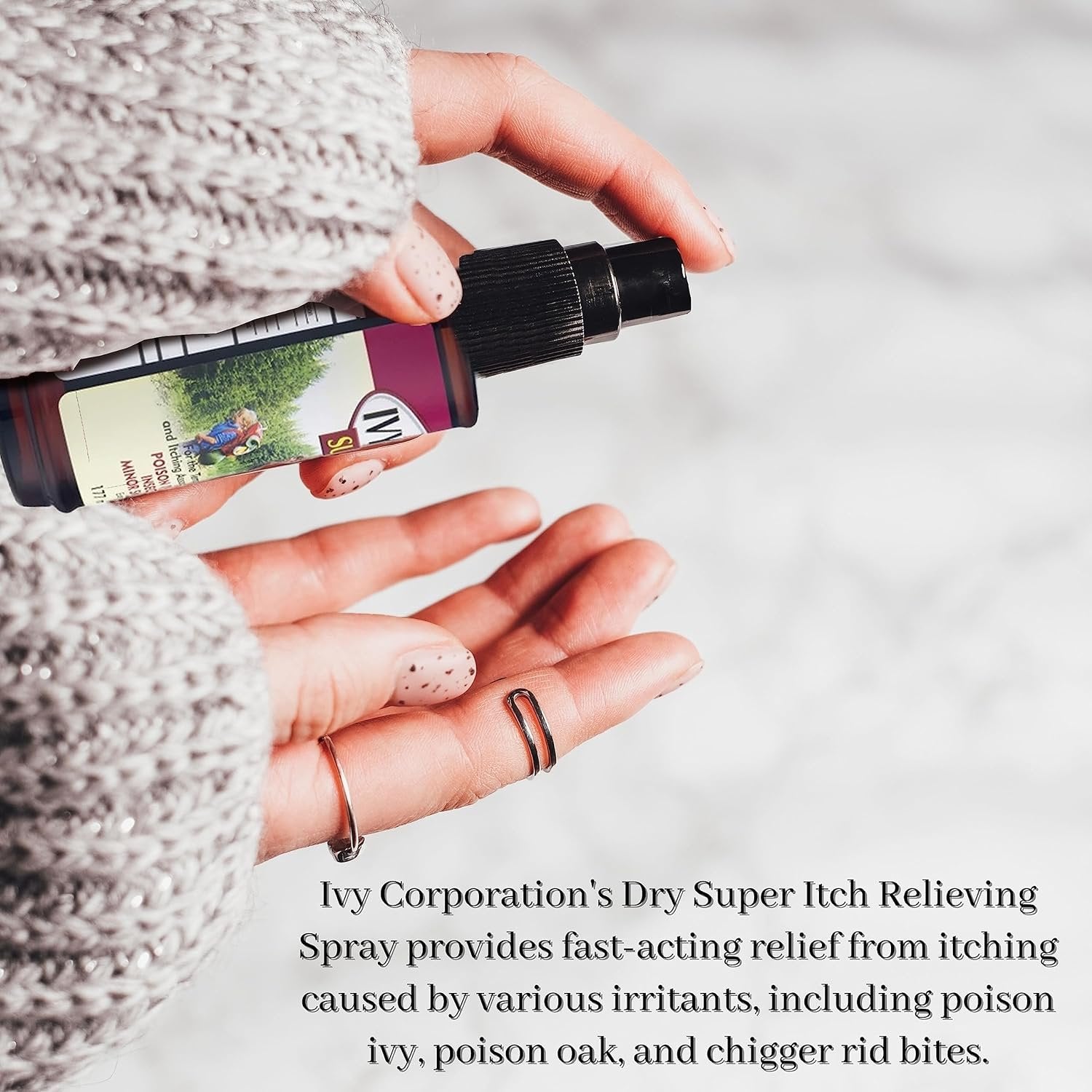 Ivy - Dry Super Itch Relieving Spray for Skin Irritation and Insect Bites - Relief of Pain and Itching - 1 Pack of 6 oz with Multi-Purpose Keychain
