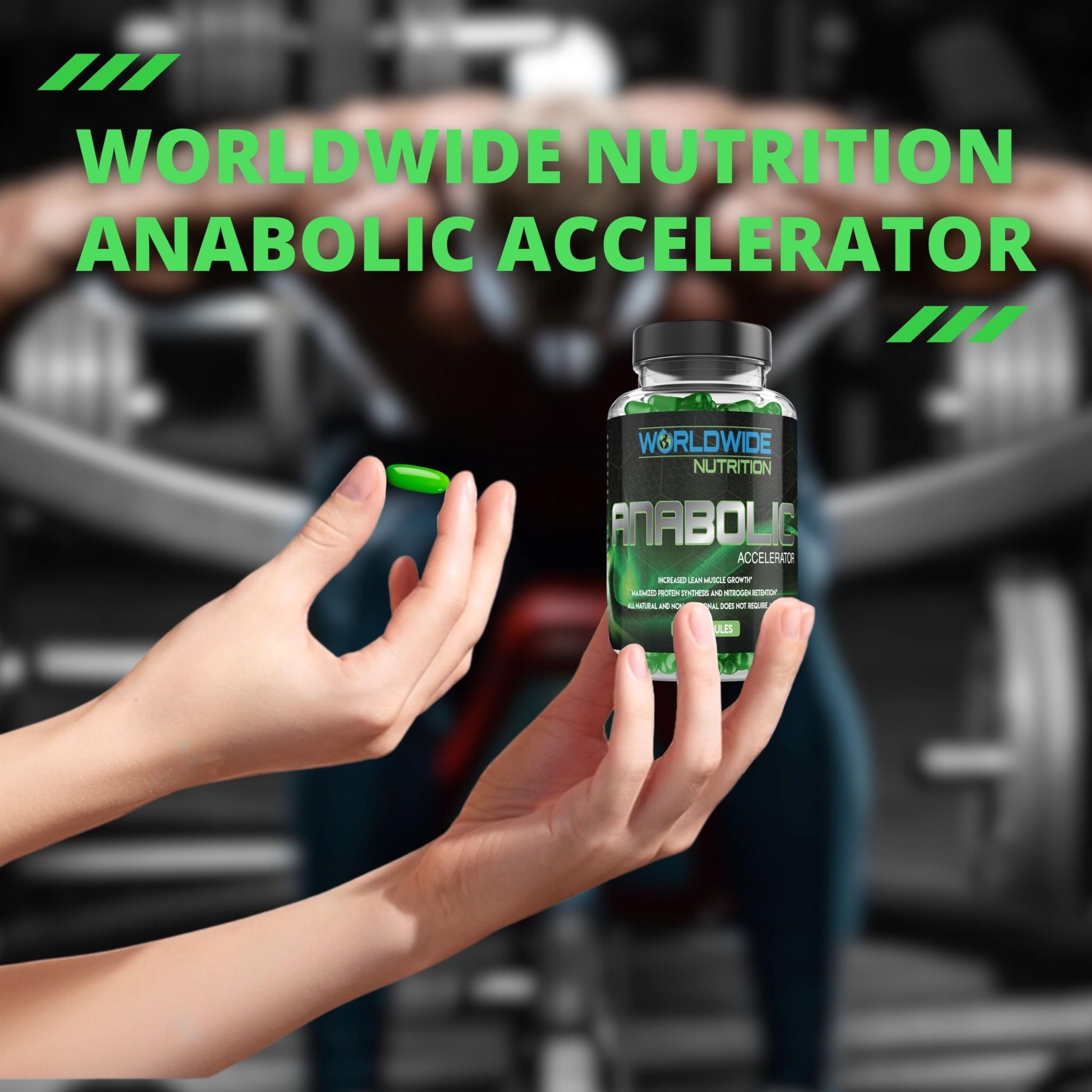 Worldwide Nutrition Anabolic Accelerator Vitamin Supplement - Ignite Your Growth, Strength & Energy Journey - Muscle Builder & Cortisol Blocker for Men - 180 Count Supplements for Men