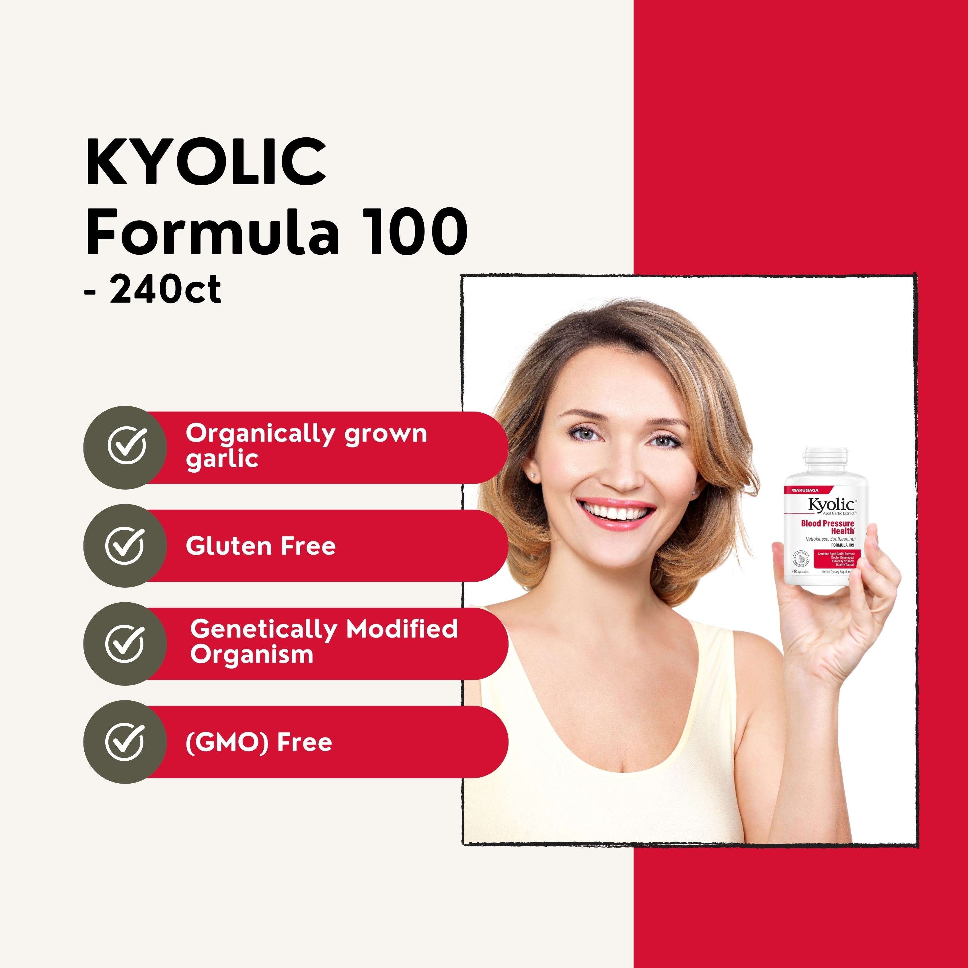 Kyolic Aged Garlic Extract Blood Pressure Health Formula 109 - 240 Capsules - Pack of 1 with Keychain