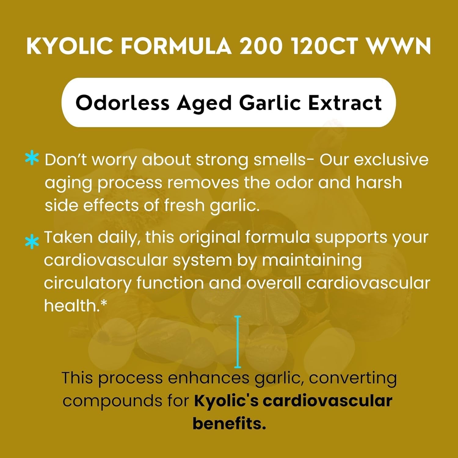 Kyolic Aged Garlic Extract Cardiovascular & Immune Reserve Formula 200 - 120  Capsules - with Multi-Purpose Keychain